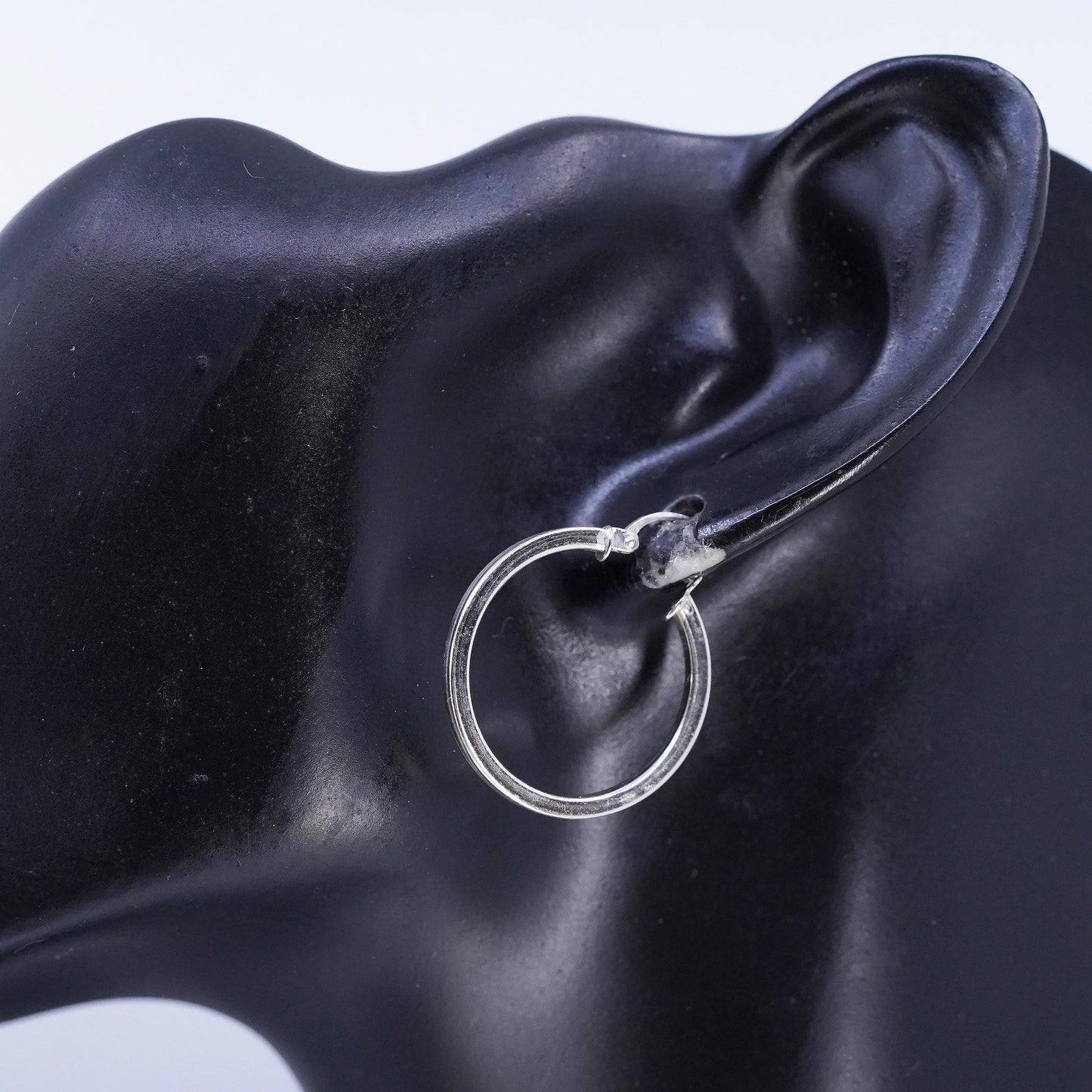 1" Vintage sterling silver 925 ribbed Huggie earrings Hoops