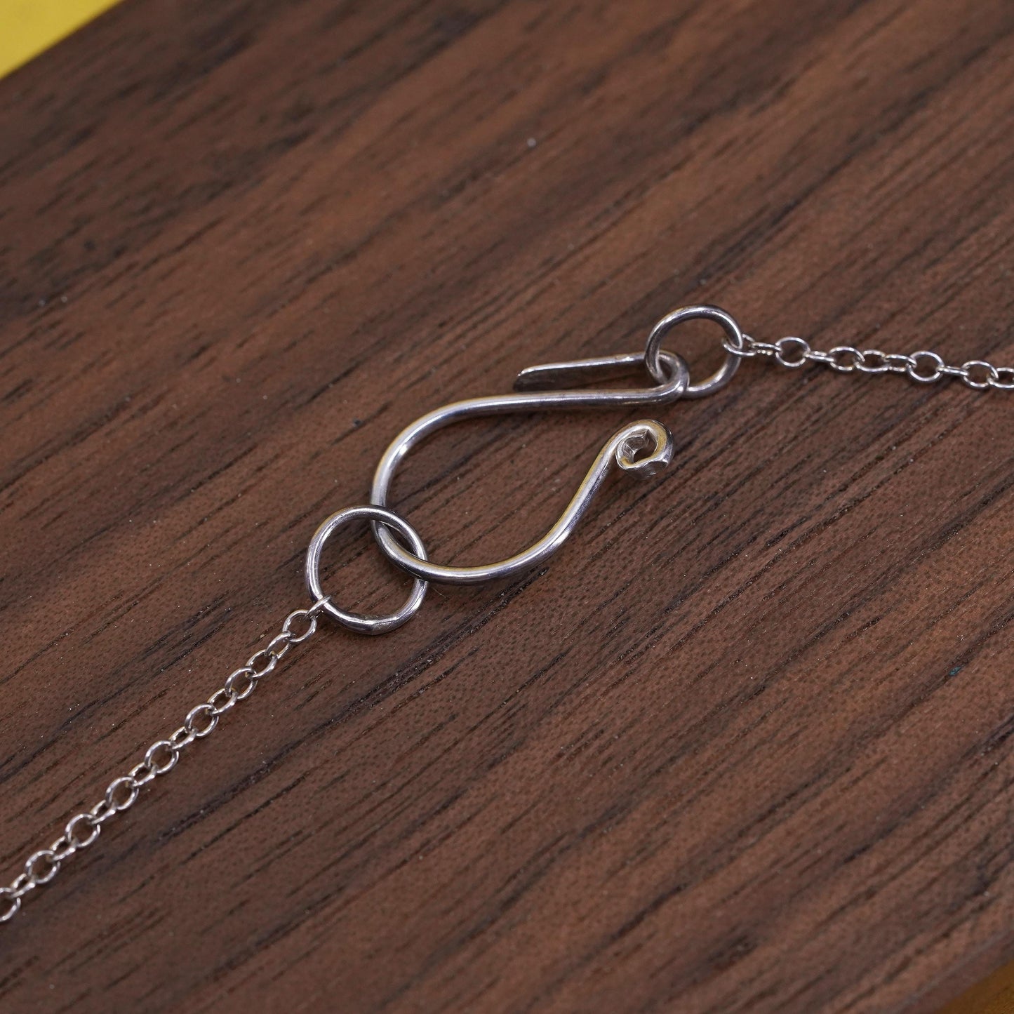 16", Italy two tone Sterling 925 Silver Circle Chain Necklace gold tag pendant