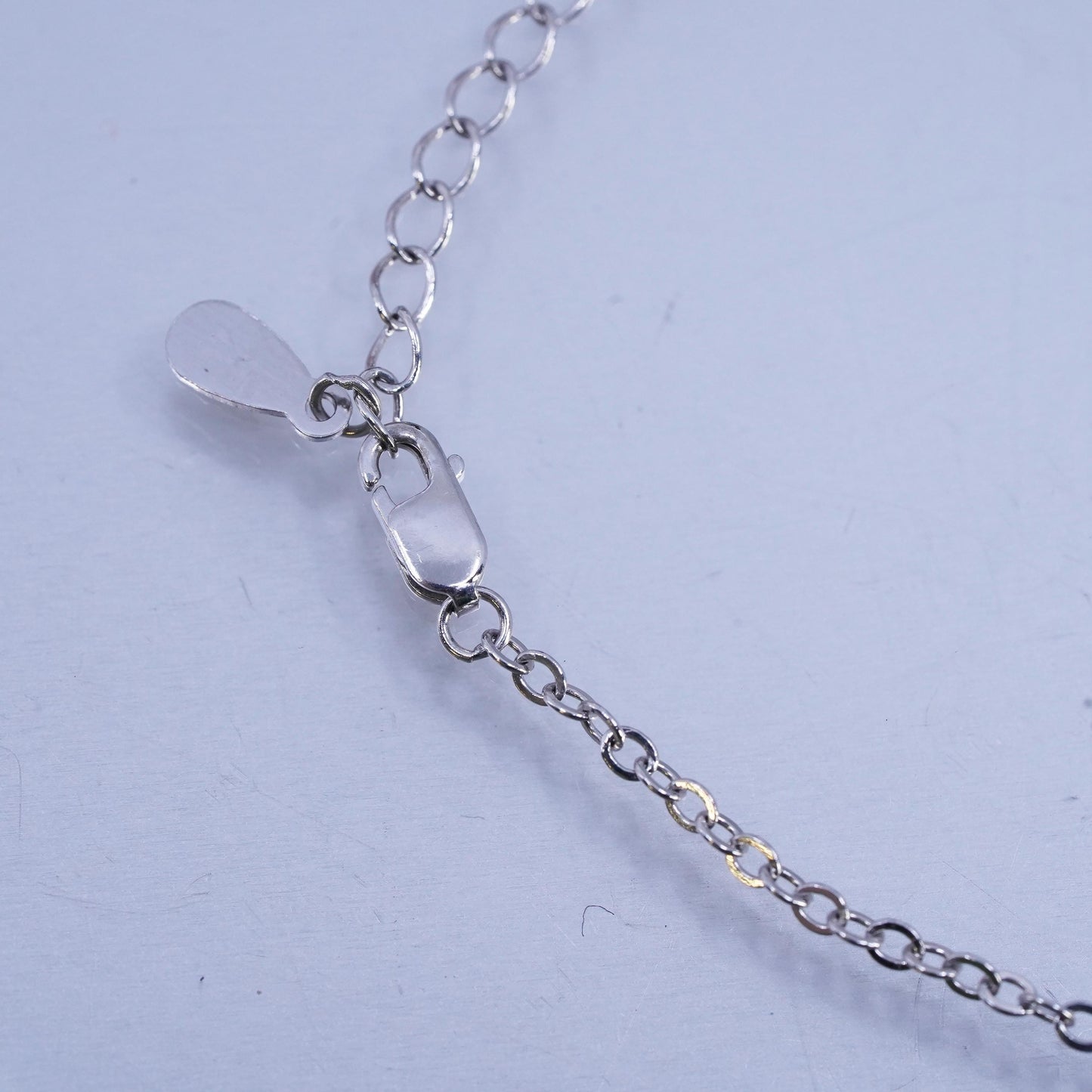 7+2" two tone Sterling Silver Bracelet anklet, 925 Circle chain sunflower charm