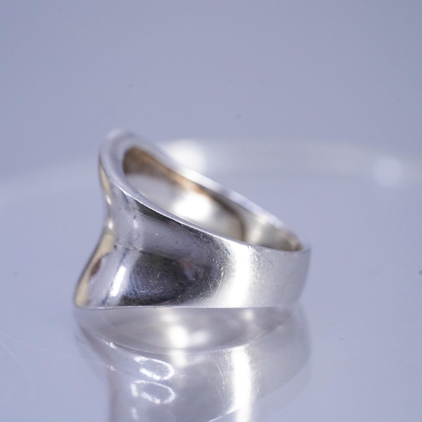 Size 8, vintage modern Sterling 925 silver handmade ring, wavy band