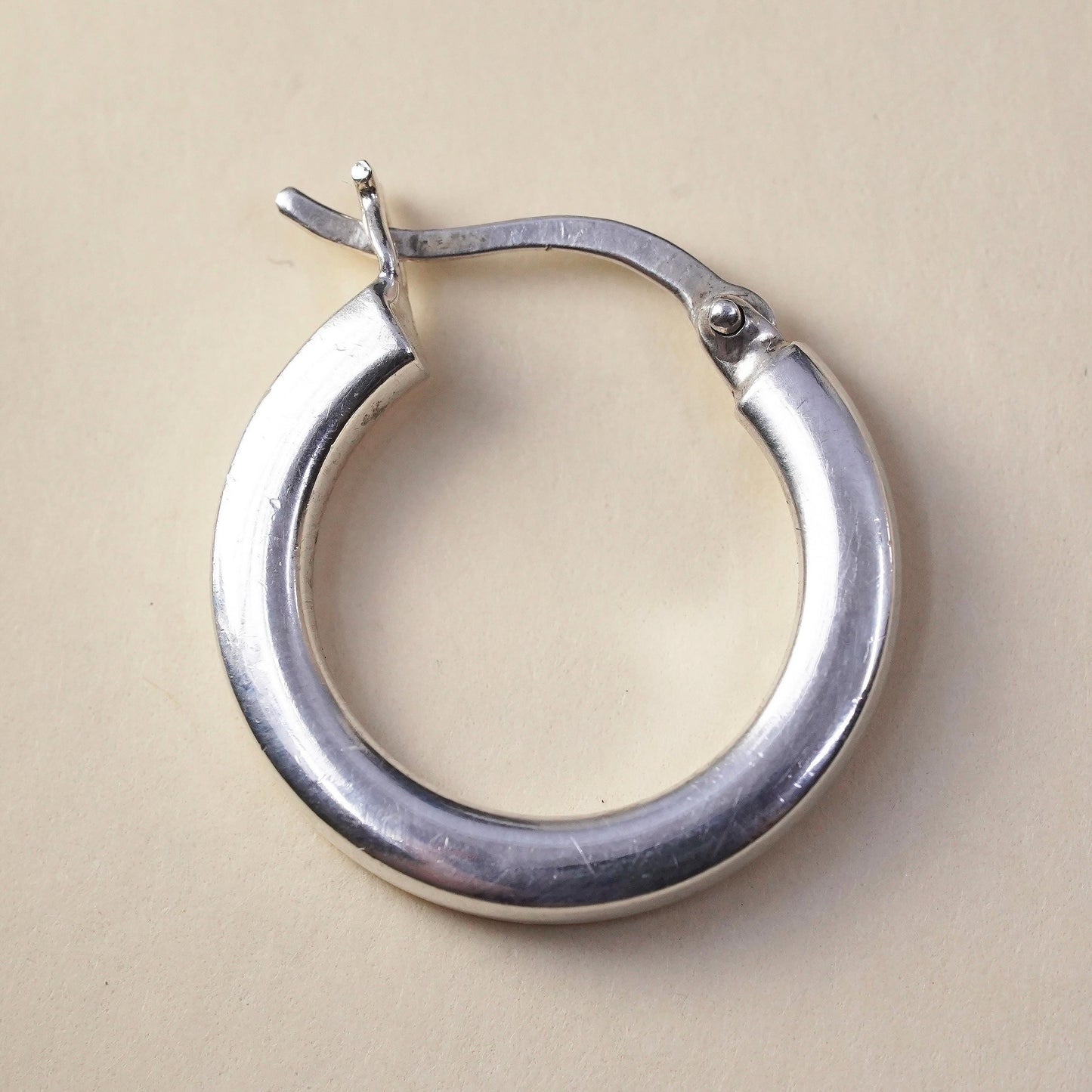 0.75", Vintage sterling silver loop single earring, minimalist primitive hoop