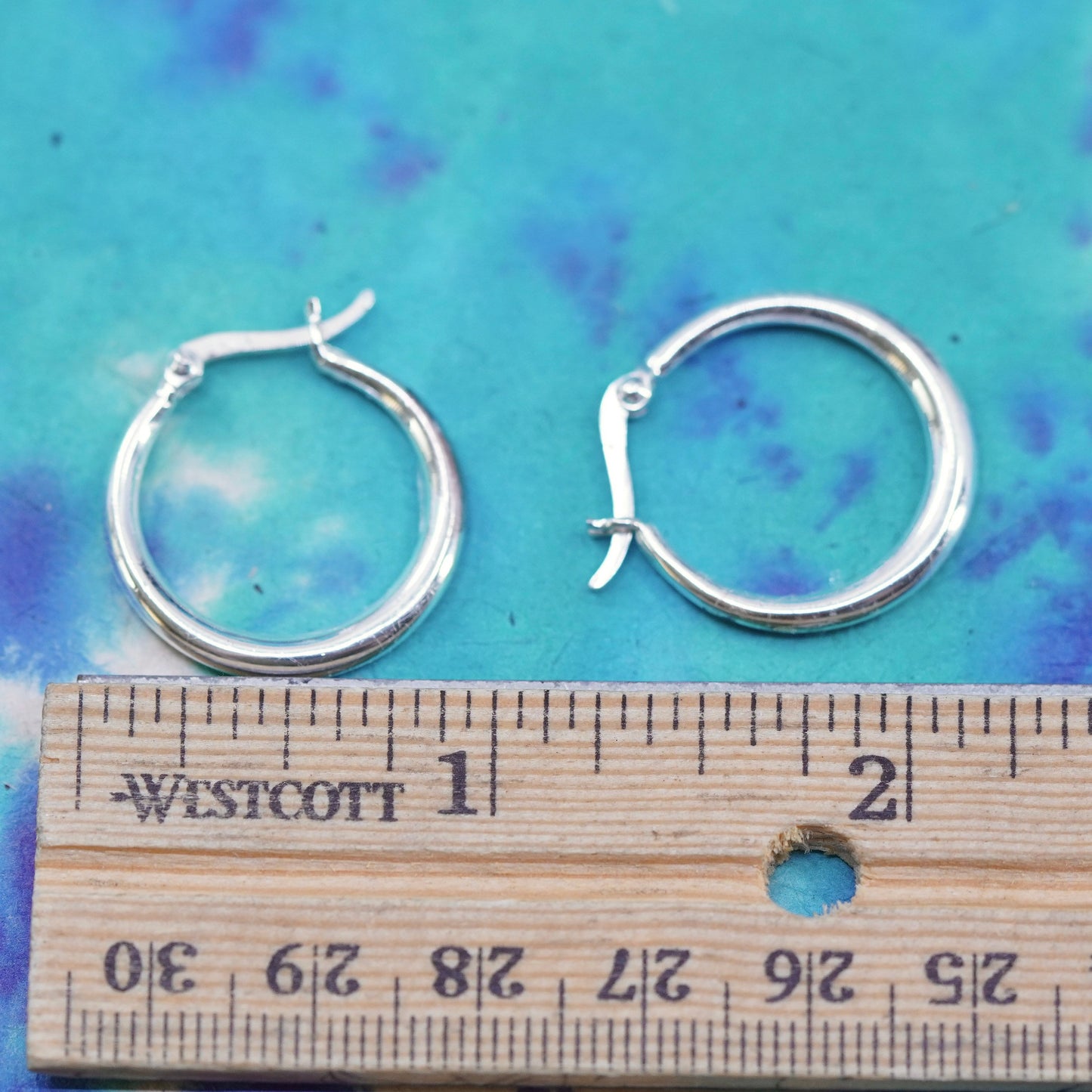0.75”, Vintage Sterling silver handmade earrings, maxico 925 hoops