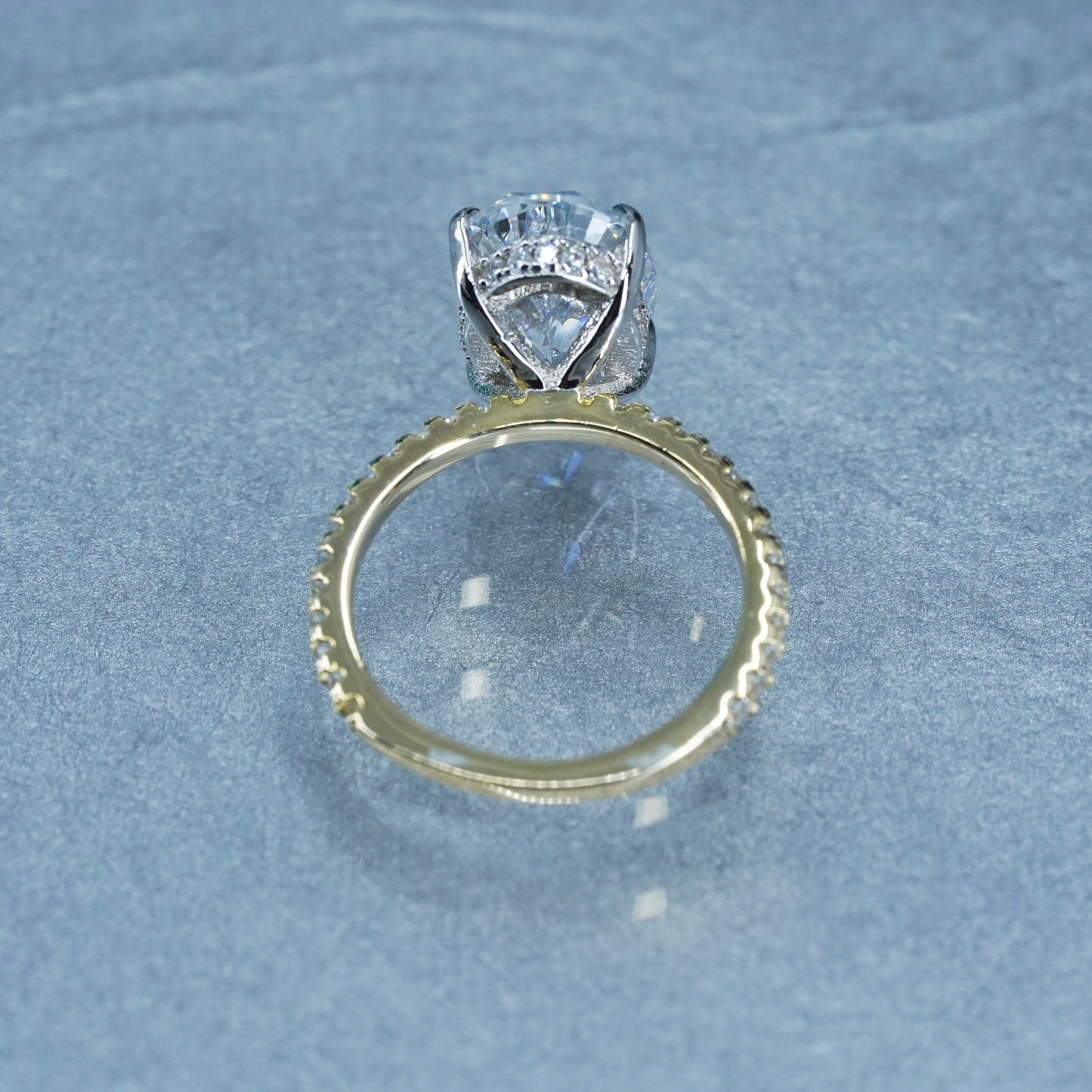 Size 4, vermeil gold over Sterling 925 silver handmade engagement ring oval Cz