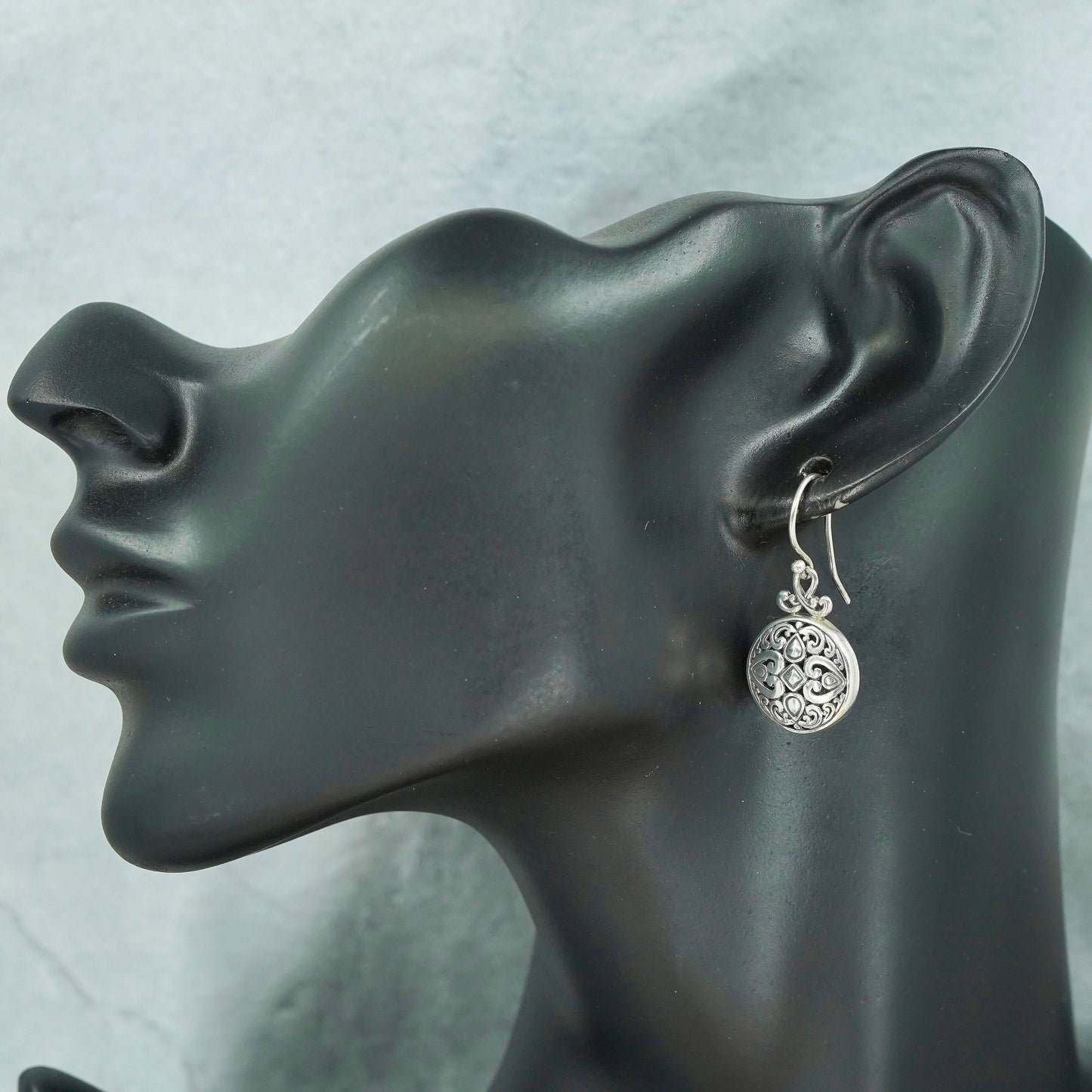 vintage ATI Sterling 925 Silver Pierced circle Earrings with beads