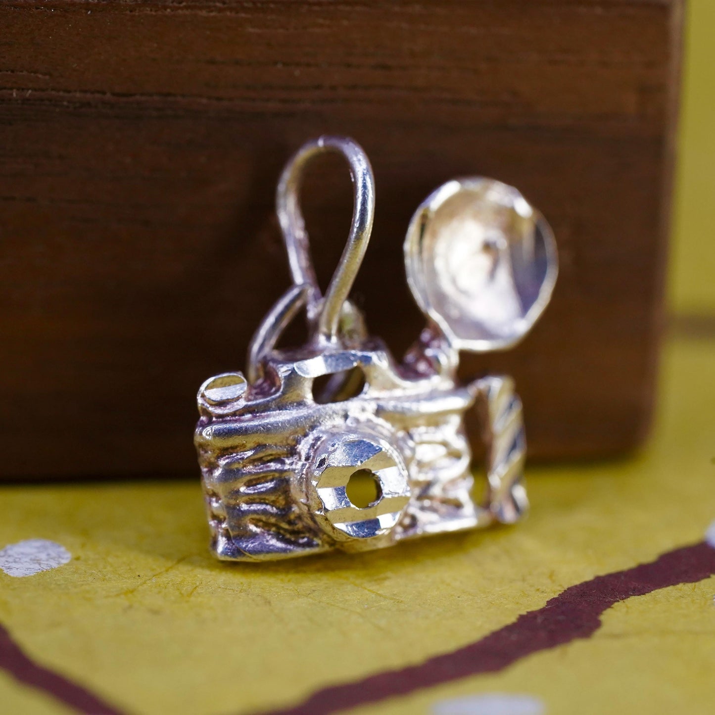 Vintage Sterling silver handmade pendant, 925 camera charm