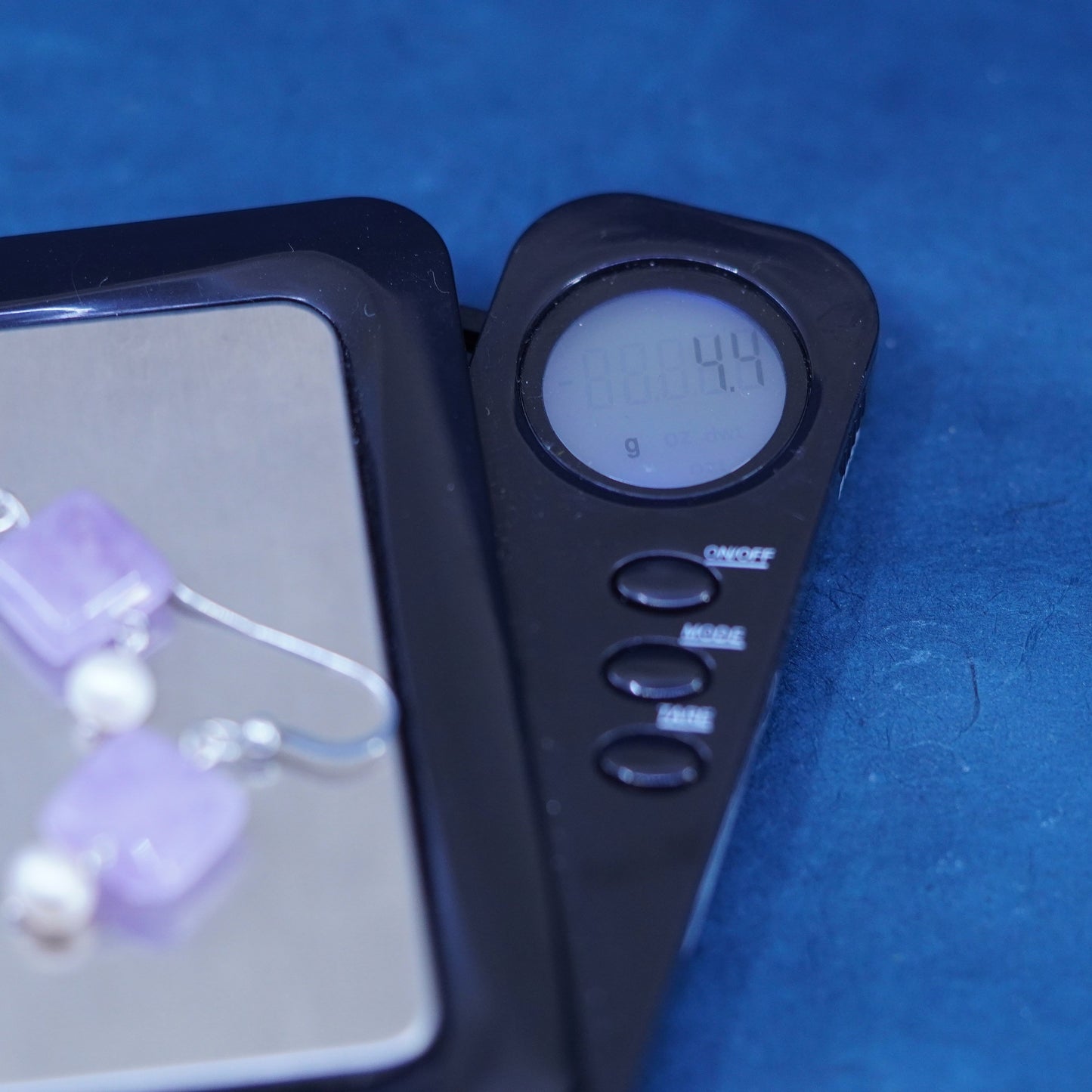 Vintage sterling 925 silver handmade earrings with pearl amethyst beads