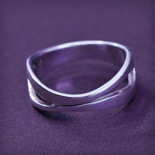 Size 5.5, vintage Sterling silver handmade ring, southwestern, 925 wavy band