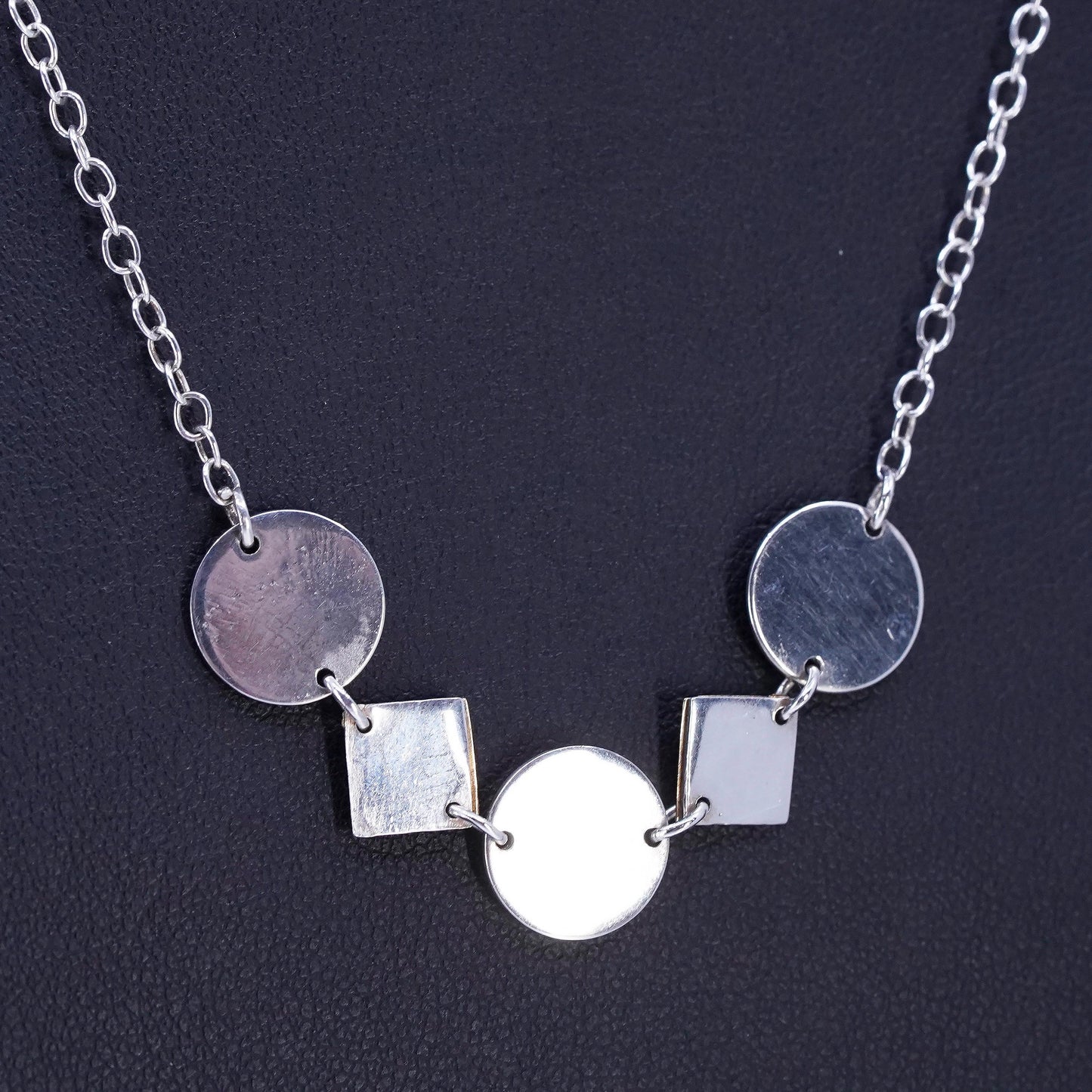 16" two tone Sterling 925 silver circle necklace 18K yellow gold accent pendant