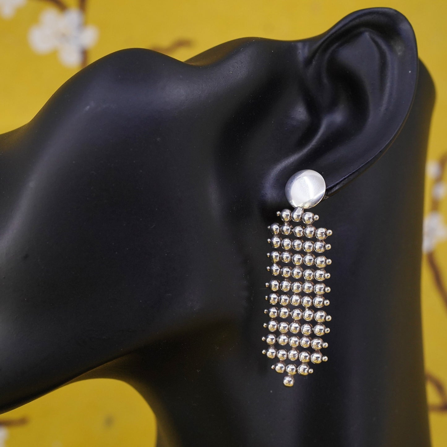 Vintage Italian Sterling silver handmade earrings, 925 beads drops