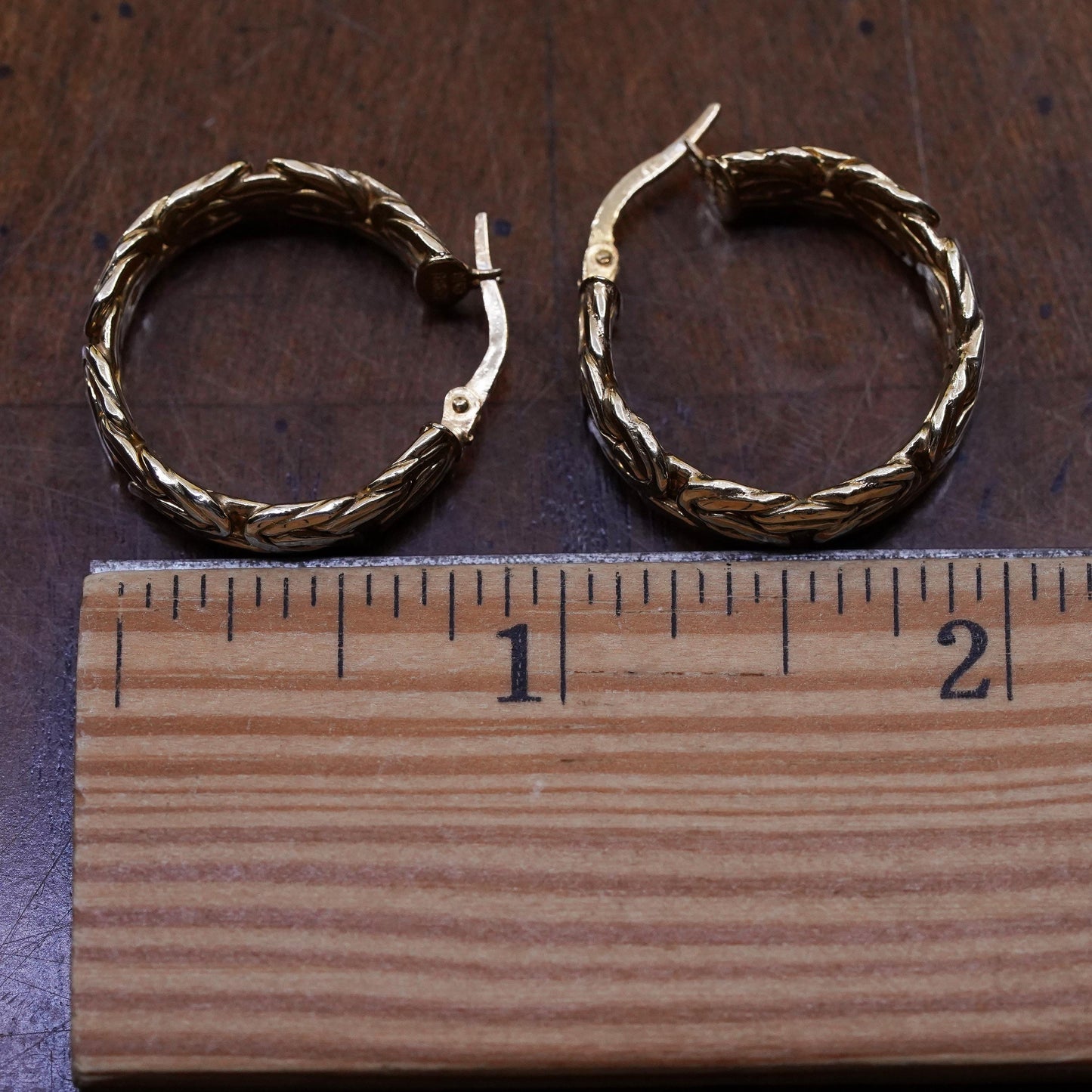 1”, turkey vermeil gold Sterling silver earrings, 925 birdcage Byzantine hoops