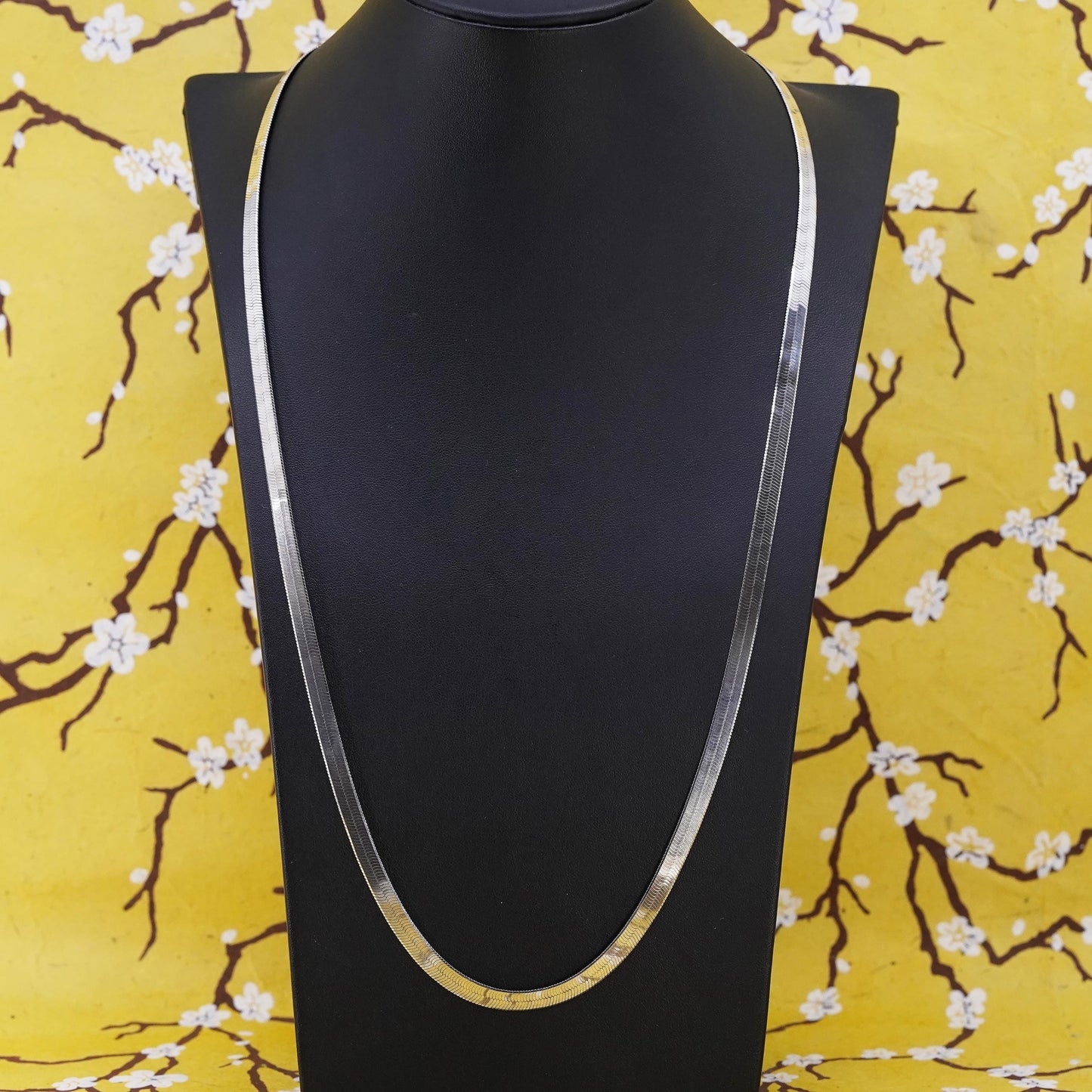 26” 5mm, vintage Milor Sterling silver necklace, Italian 925 herringbone chain