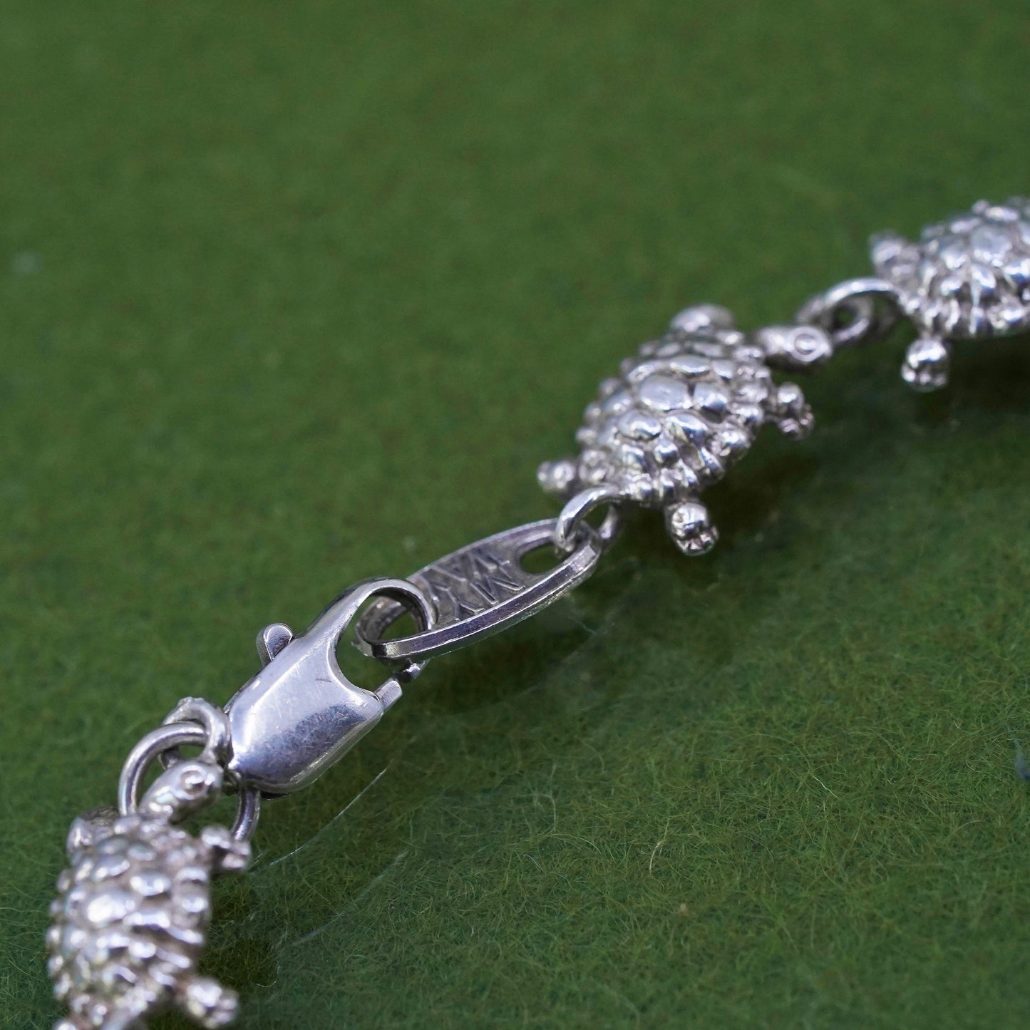 7.25”, Vintage sterling silver handmade bracelet, 925 turtle chain