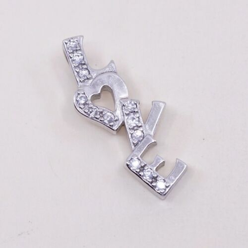 VTG Sterling 925 silver handmade word love pendant With Cz, stamped 925