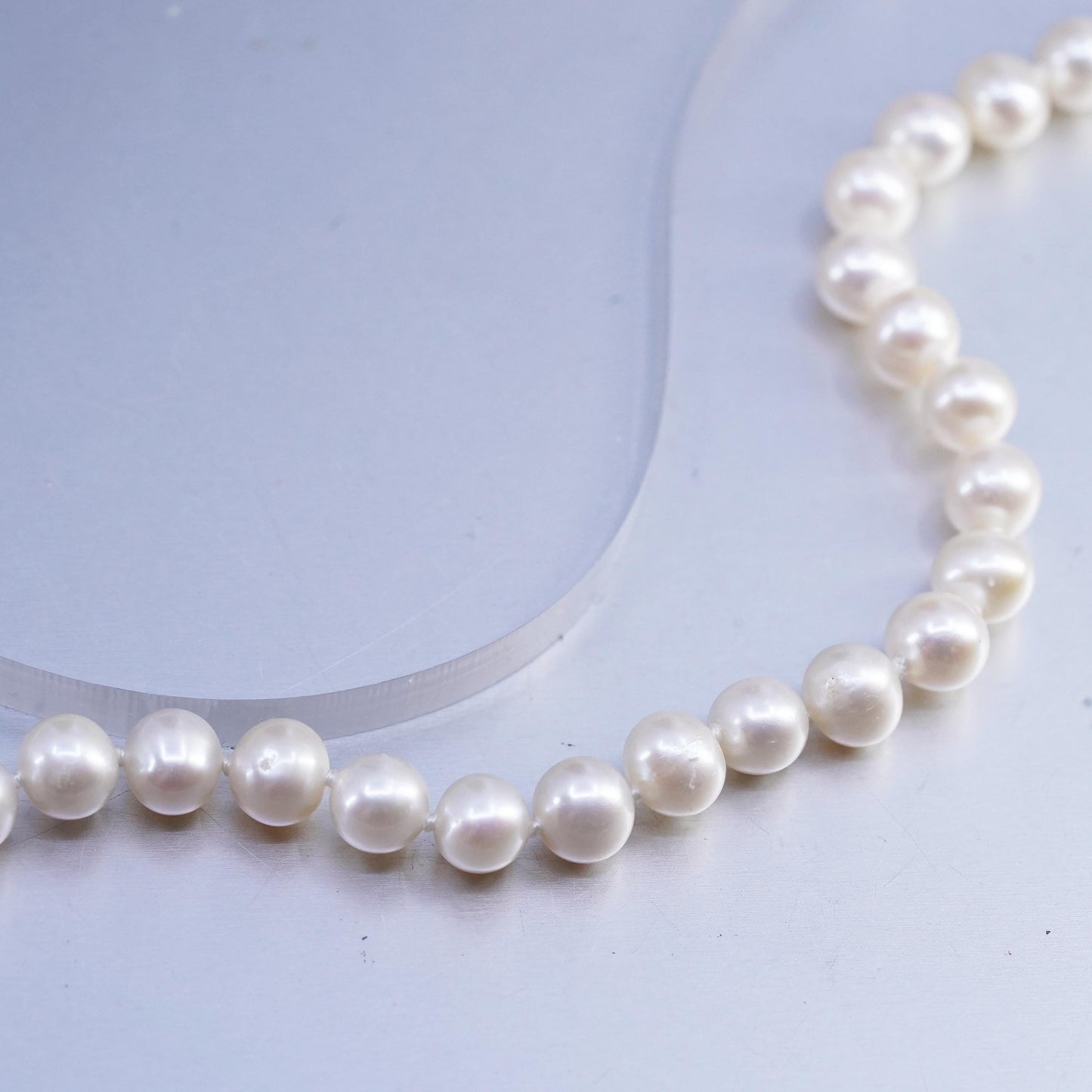 18", vintage 5mm freshwater pearl bead necklace with Sterling 925 silver clasp