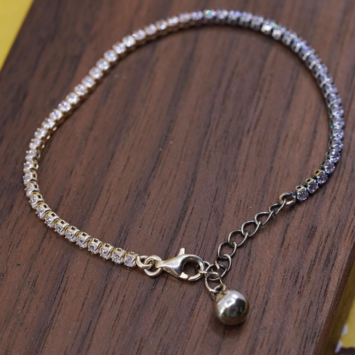 5.5+1”, Vermeil gold over sterling silver bracelet, 925 chain with cluster Cz