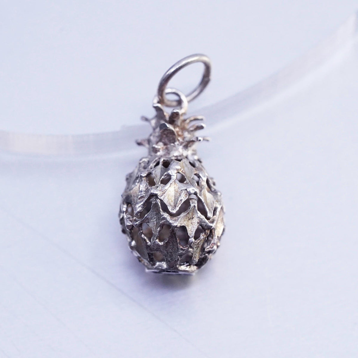 VTG Sterling Silver 925 Pineapple Charm Pendant, Tropical Fruit, Retro Charm