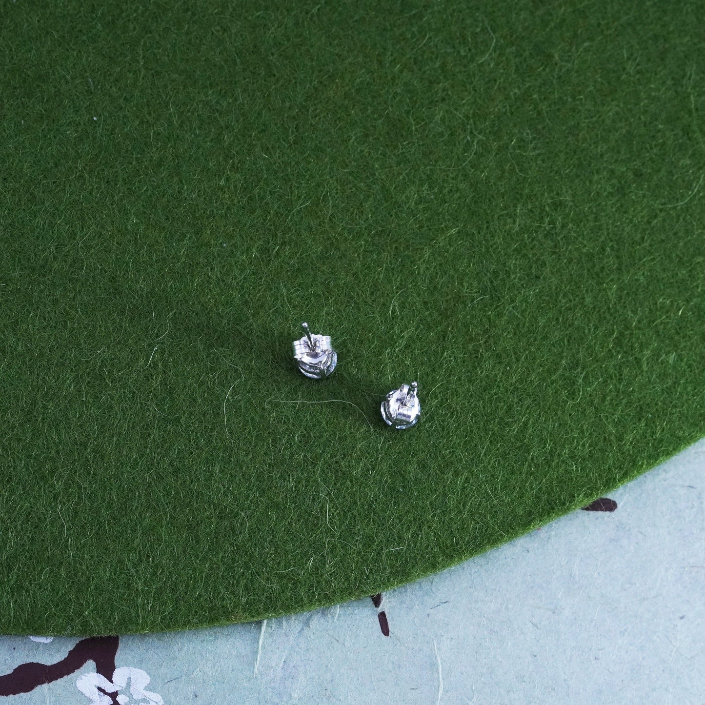 4mm, Vintage sterling 925 silver round cz studs, earrings