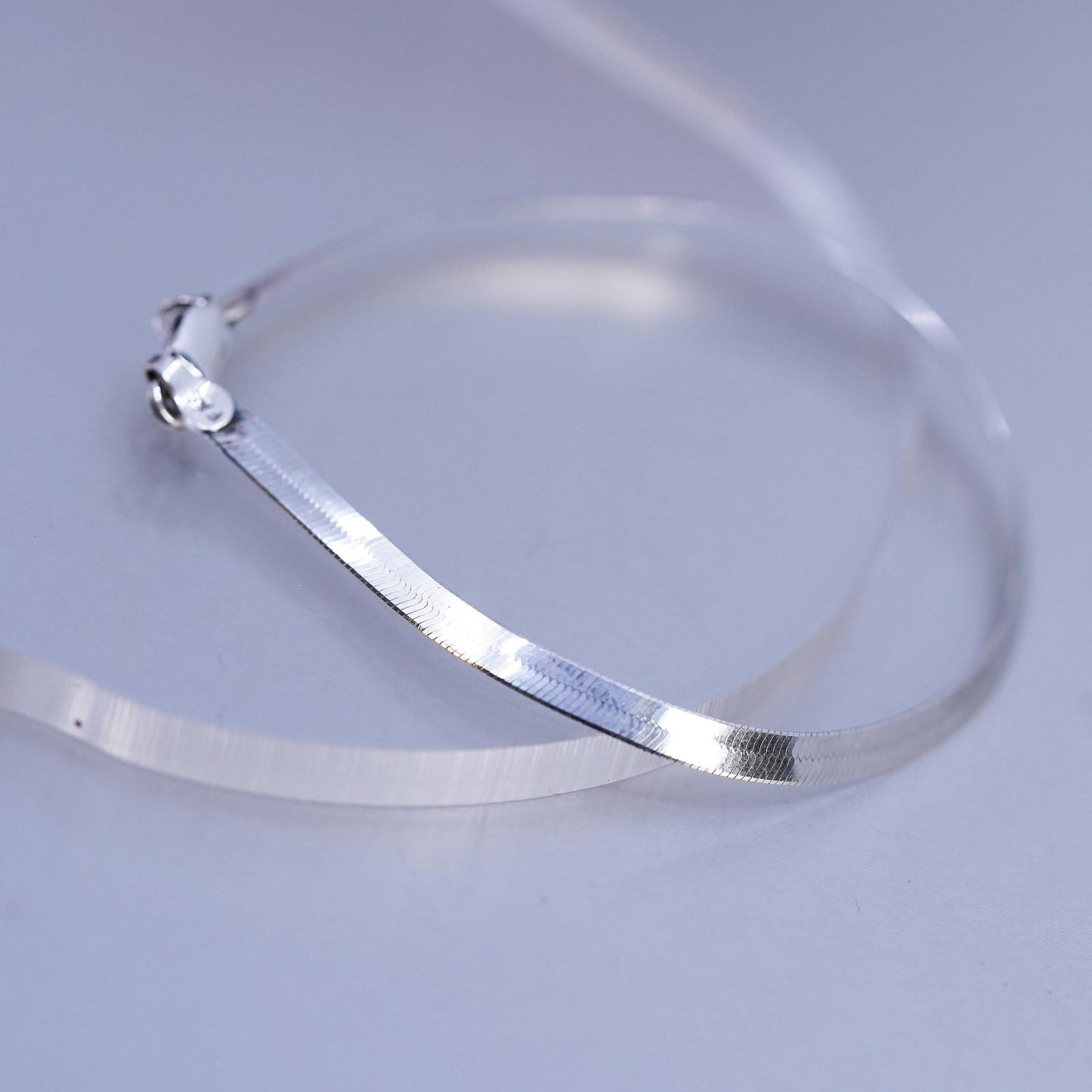 7" 3mm, Vintage Italian Sterling 925 silver bracelet, herringbone chain