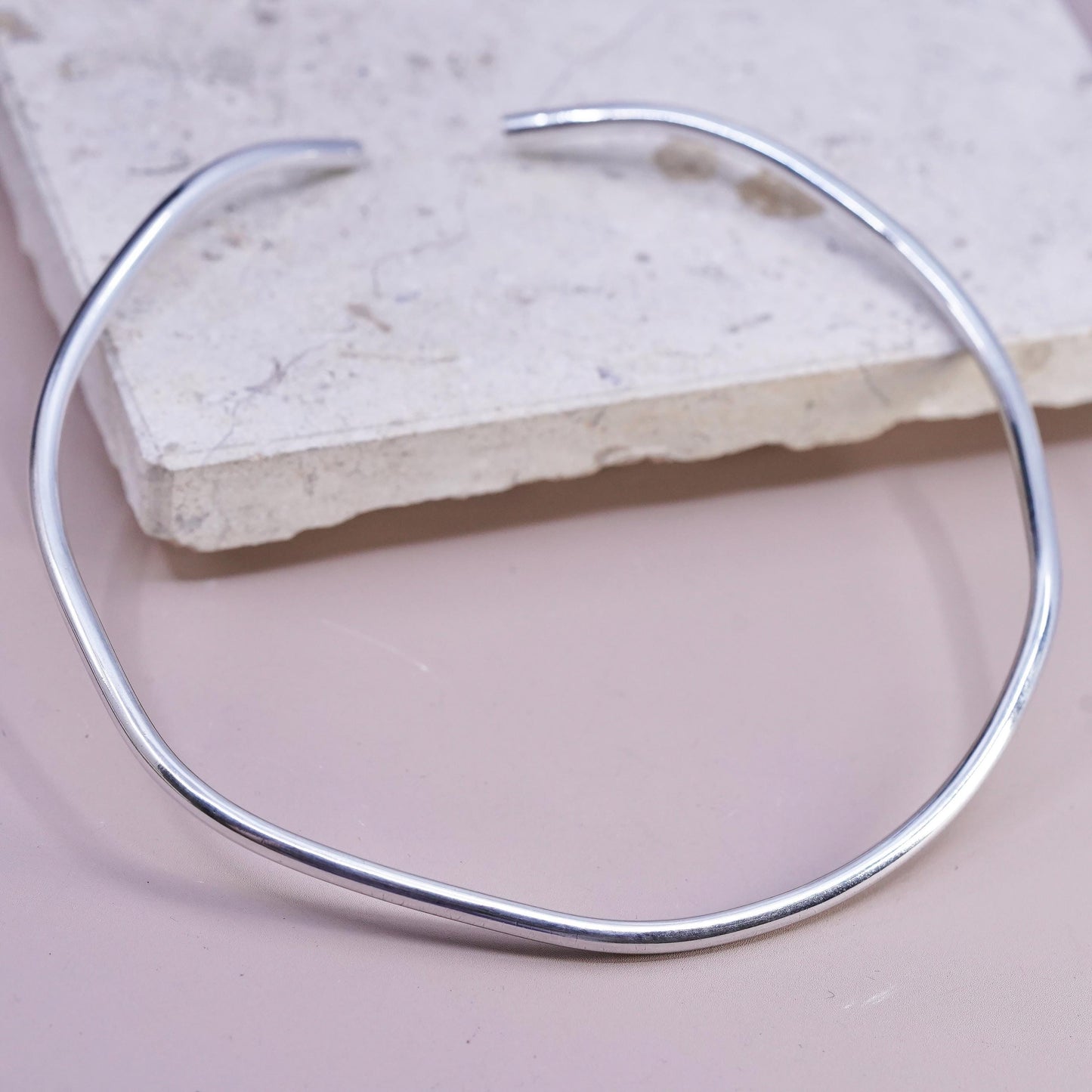 12", vintage Sterling silver handmade necklace, wavy 925 choker collar necklace