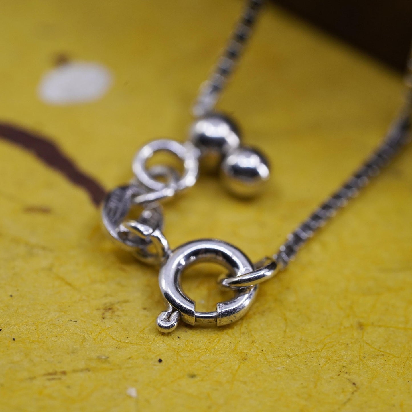 22" 1mm, vintage Sterling silver adjustable necklace, Italian 925 box chain