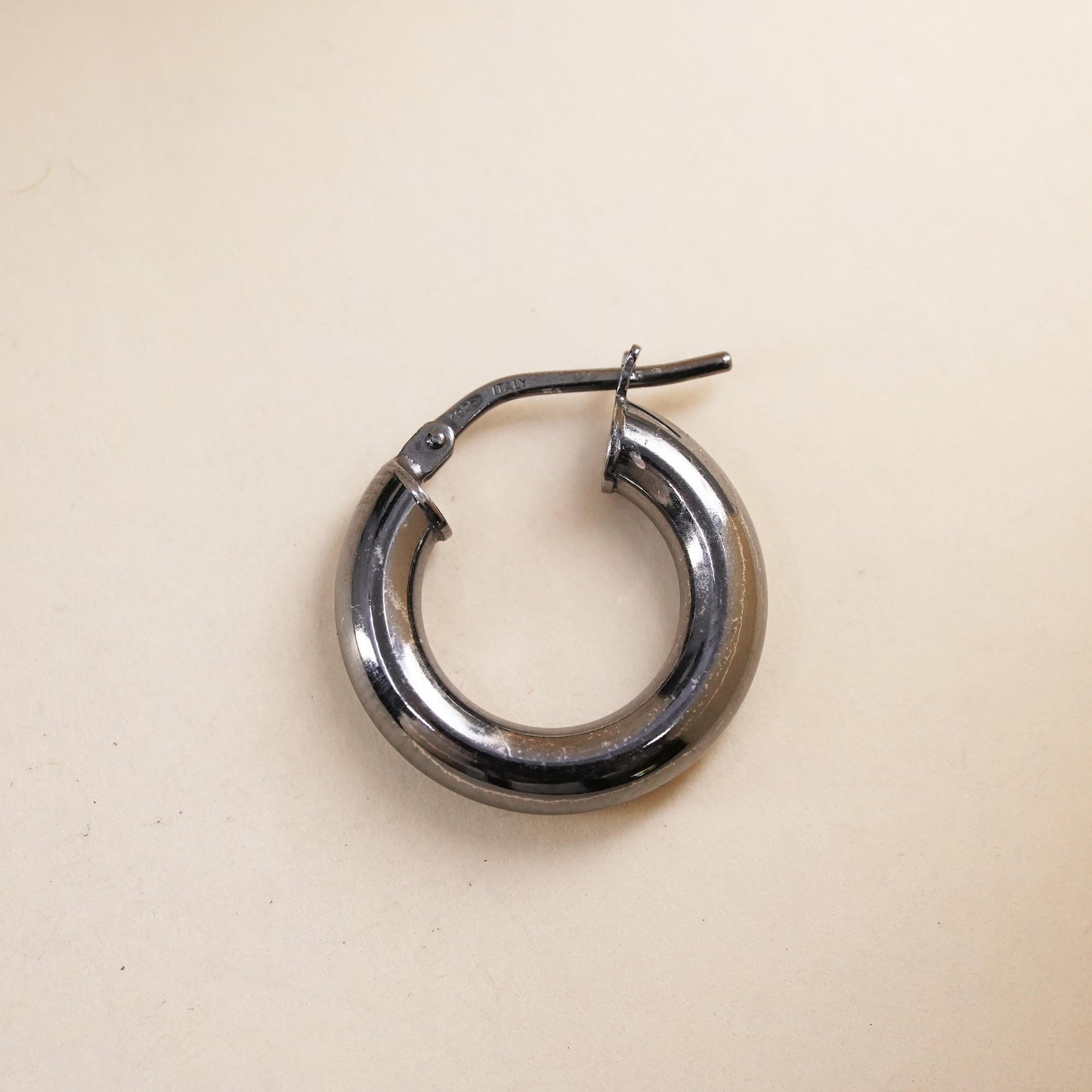 0.75", Vintage sterling silver loop single earring, minimalist primitive hoop