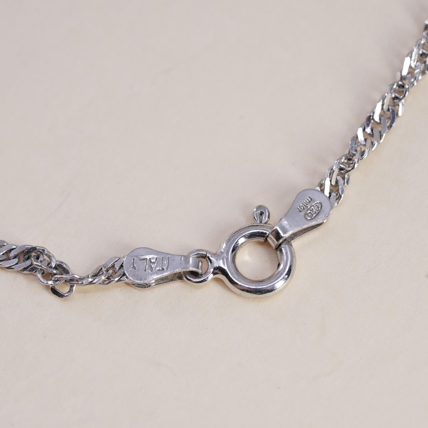 7", 2mm, Vintage Milor sterling silver bracelet, twisted curb link bracelet