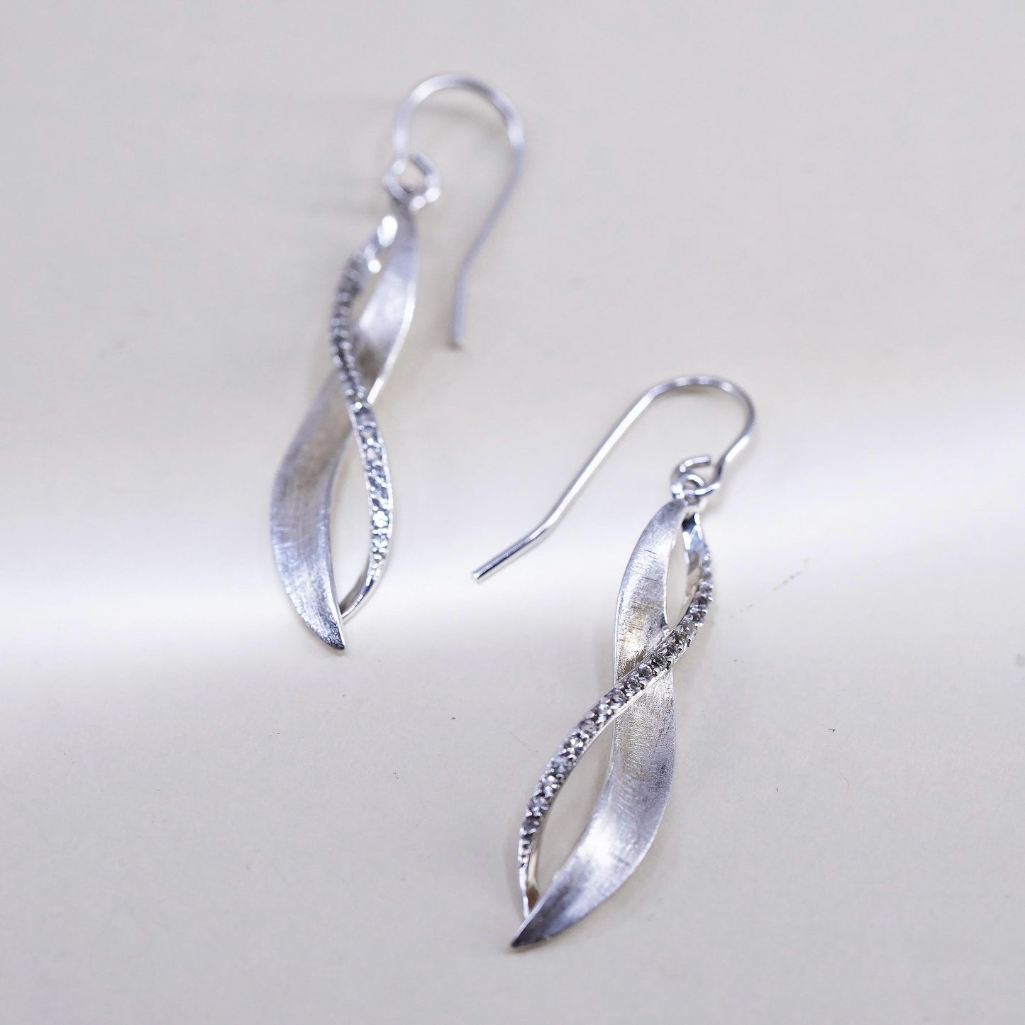 VTG Ralph Lauren sterling silver earrings, textured 925 entwined long dangles