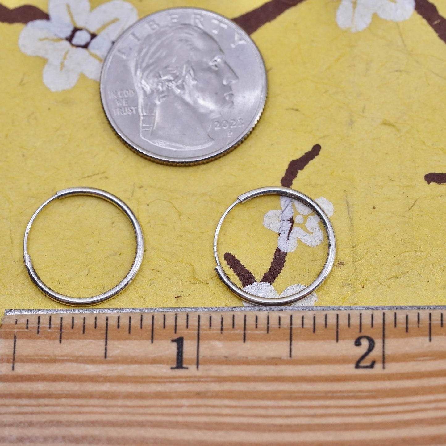 0.75”, Vintage Sterling silver handmade earrings, 925 hoops