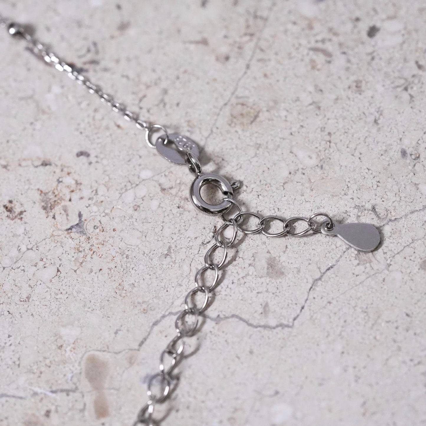12+4”, 1mm, Vintage Sterling silver necklace, 925 bead chain