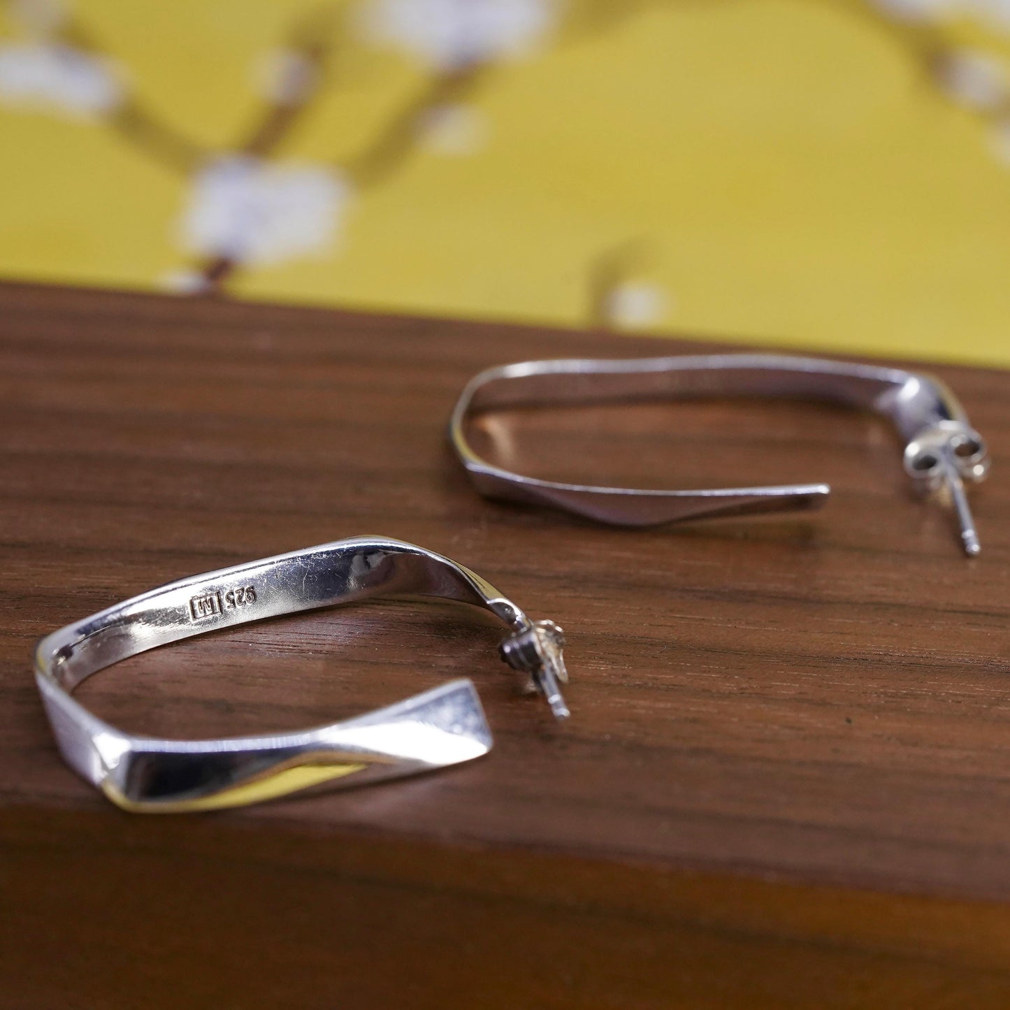 Vintage Sterling silver handmade earrings, 925 huggie, hoops studs