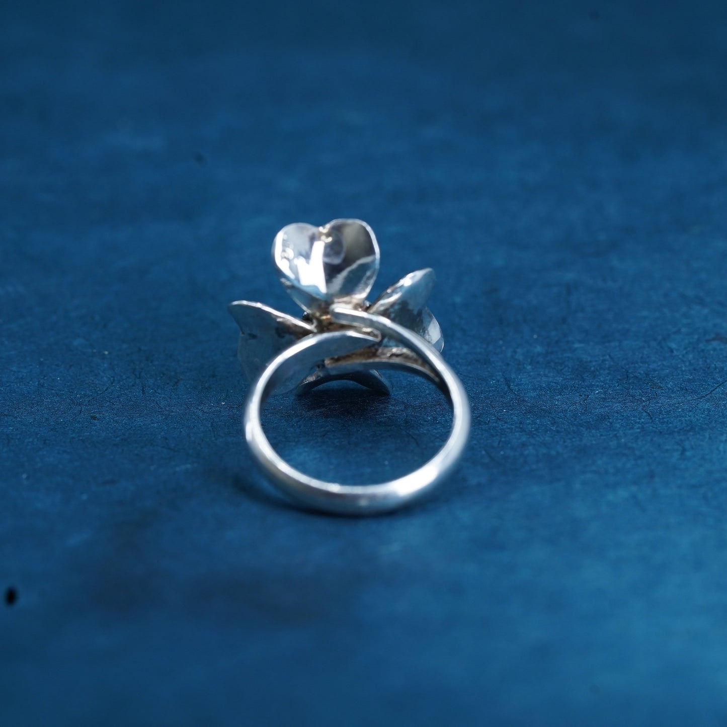 Size 6, vintage BB Sterling silver handmade ring, 925 dogwood flower band
