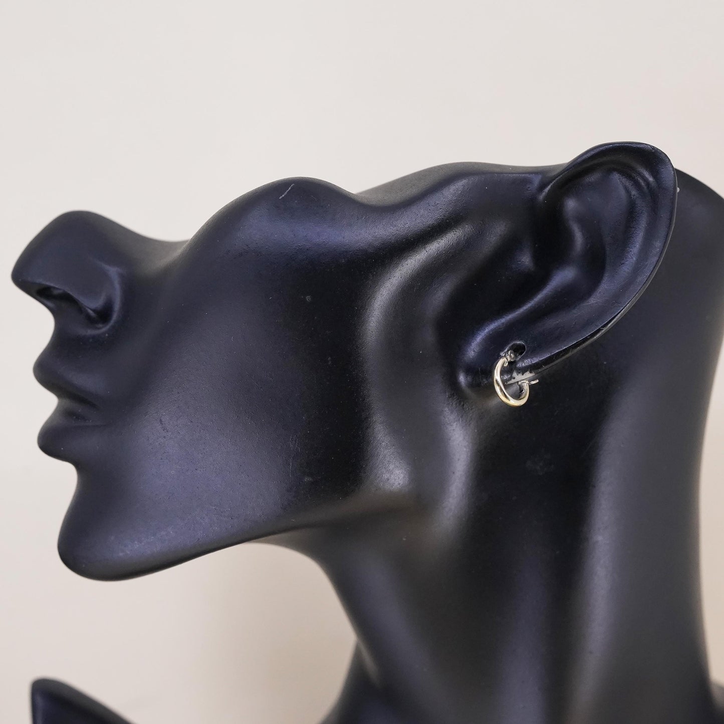 10mm, Vintage gold over sterling silver loop earrings, fine 925 silver hoops