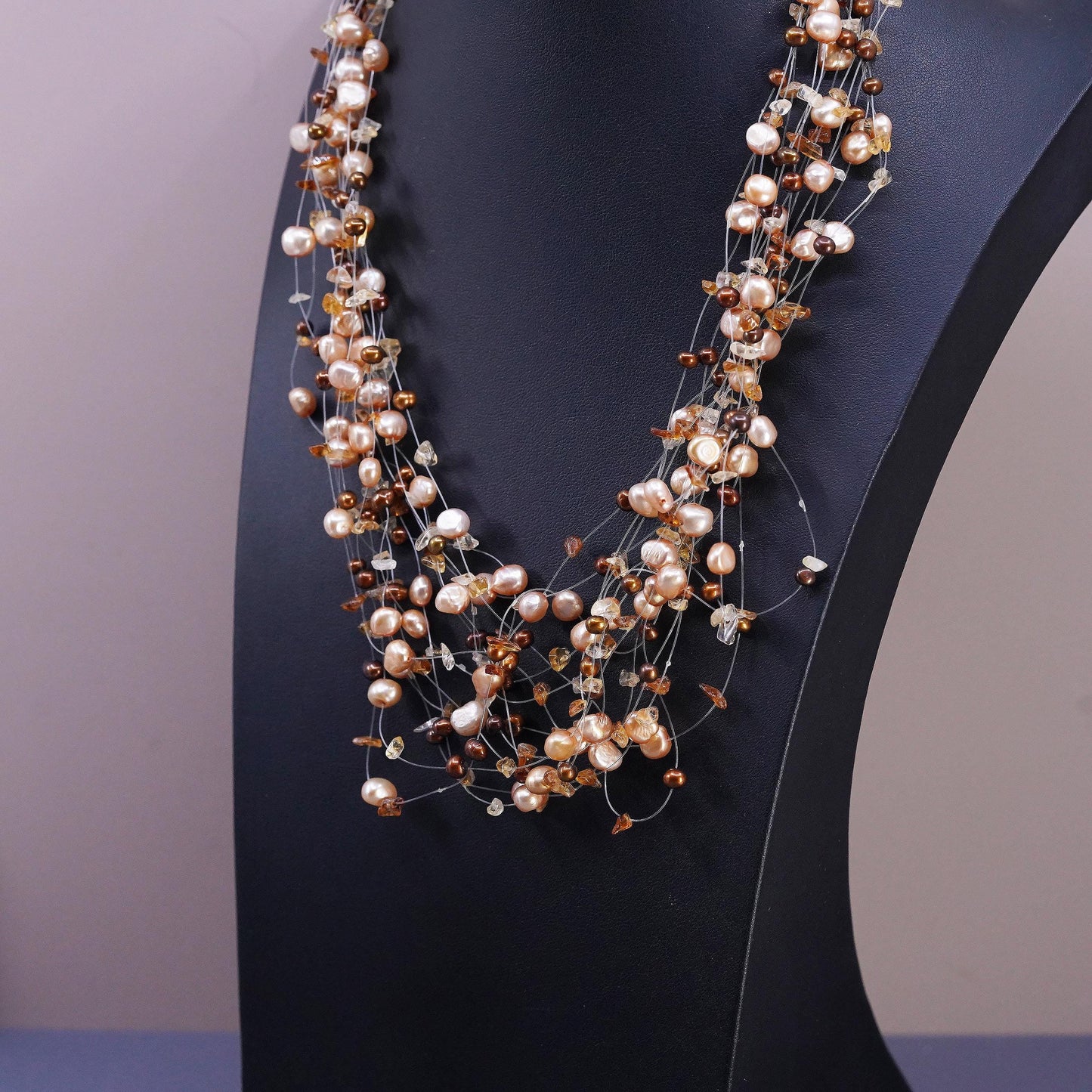 16+5", JBK Jackie Kennedy Sterling 925 silver necklace multi strands pearls