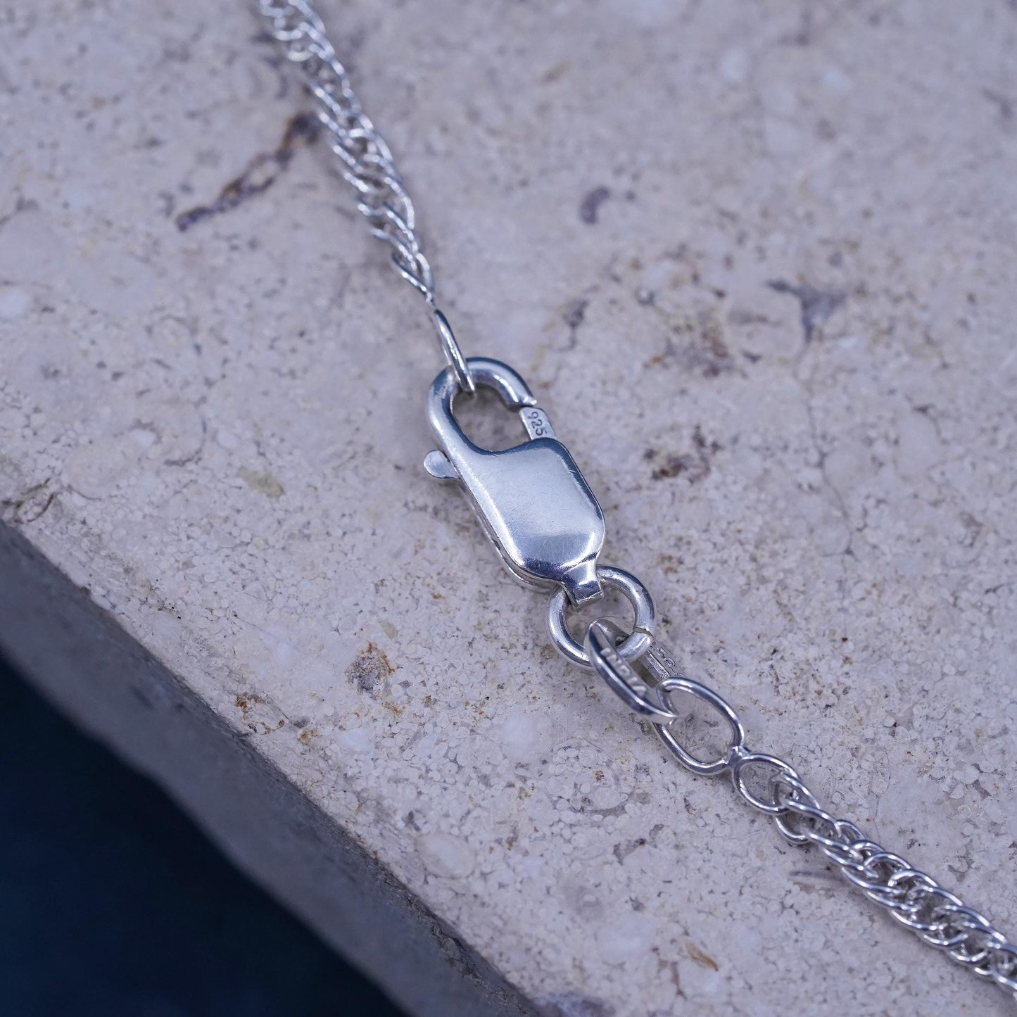 18" 3mm, vintage Sterling silver handmade necklace, 925 twisted curb chain