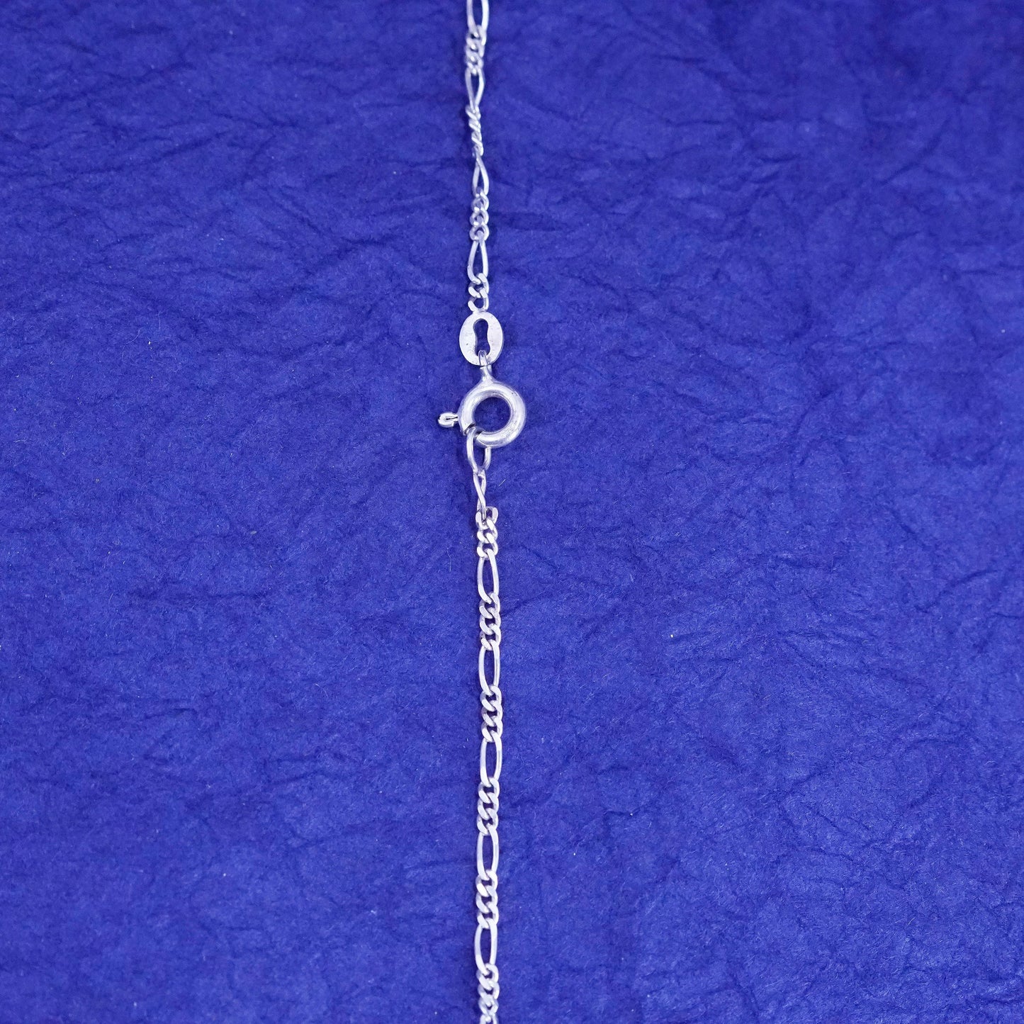 15”, vintage Sterling silver handmade necklace, 925 figaro chain with peridot