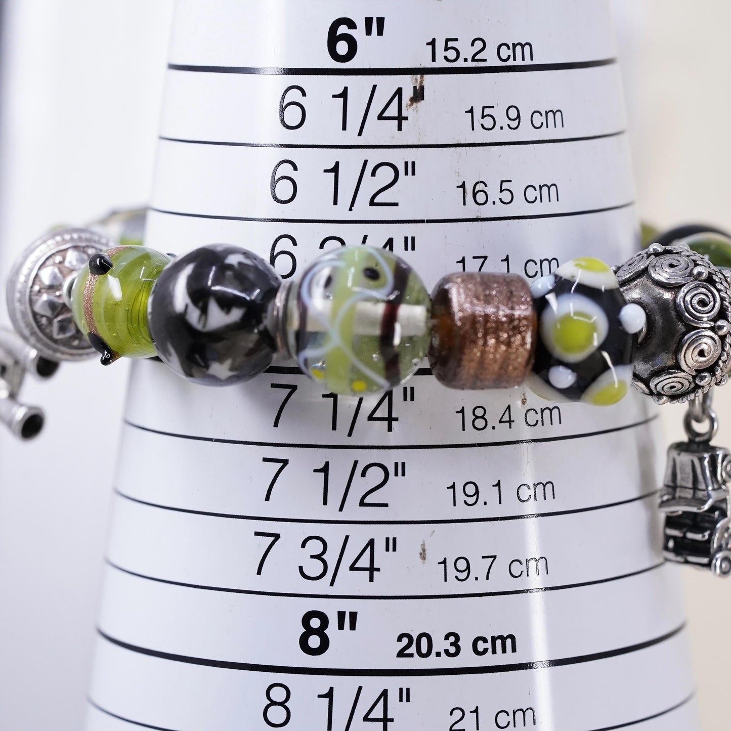 7”, Sterling 925 silver Lampwork Glass Bead Bracelet, Binoculars jeep car USA