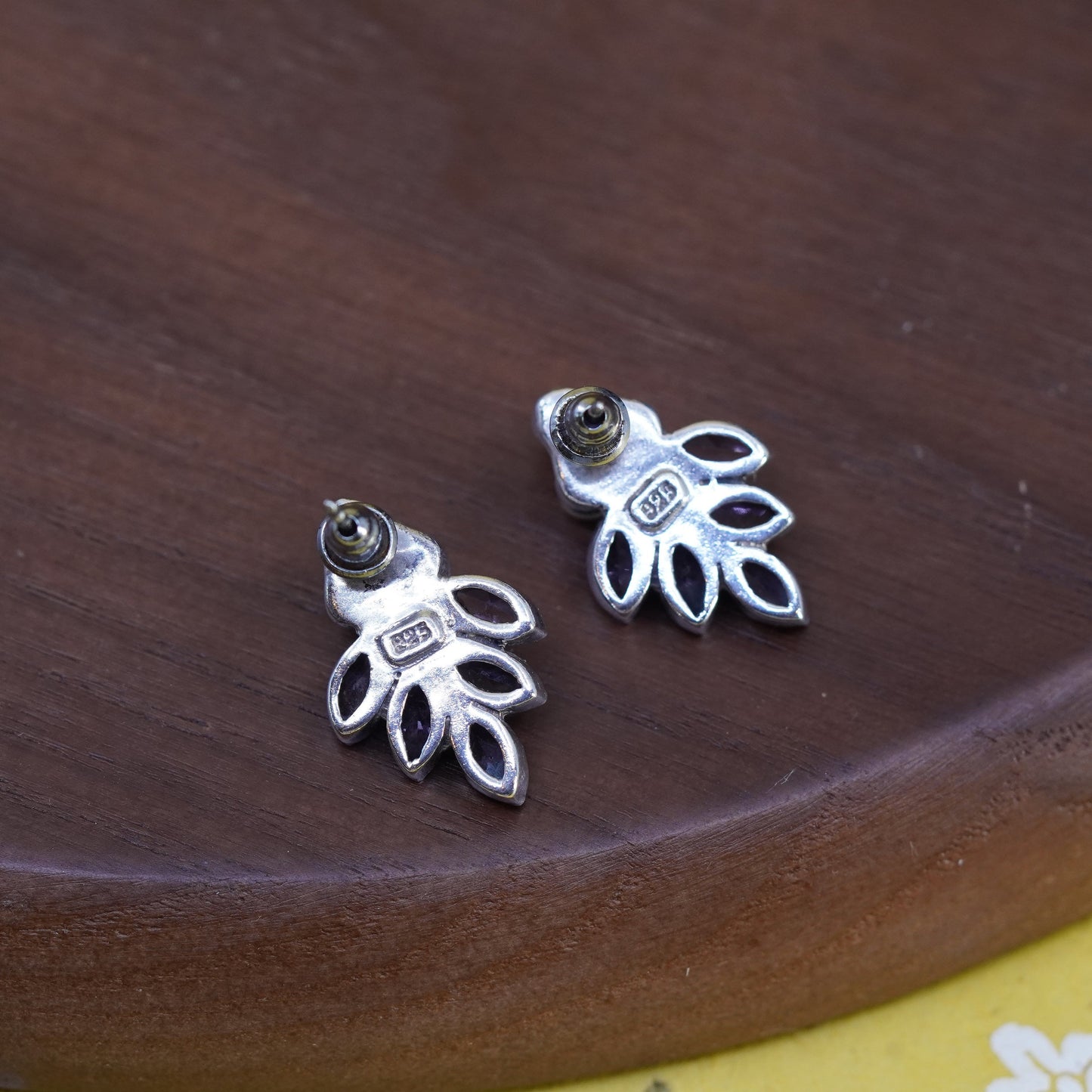 Vintage Sterling 925 silver amethyst studs, earrings with pearls