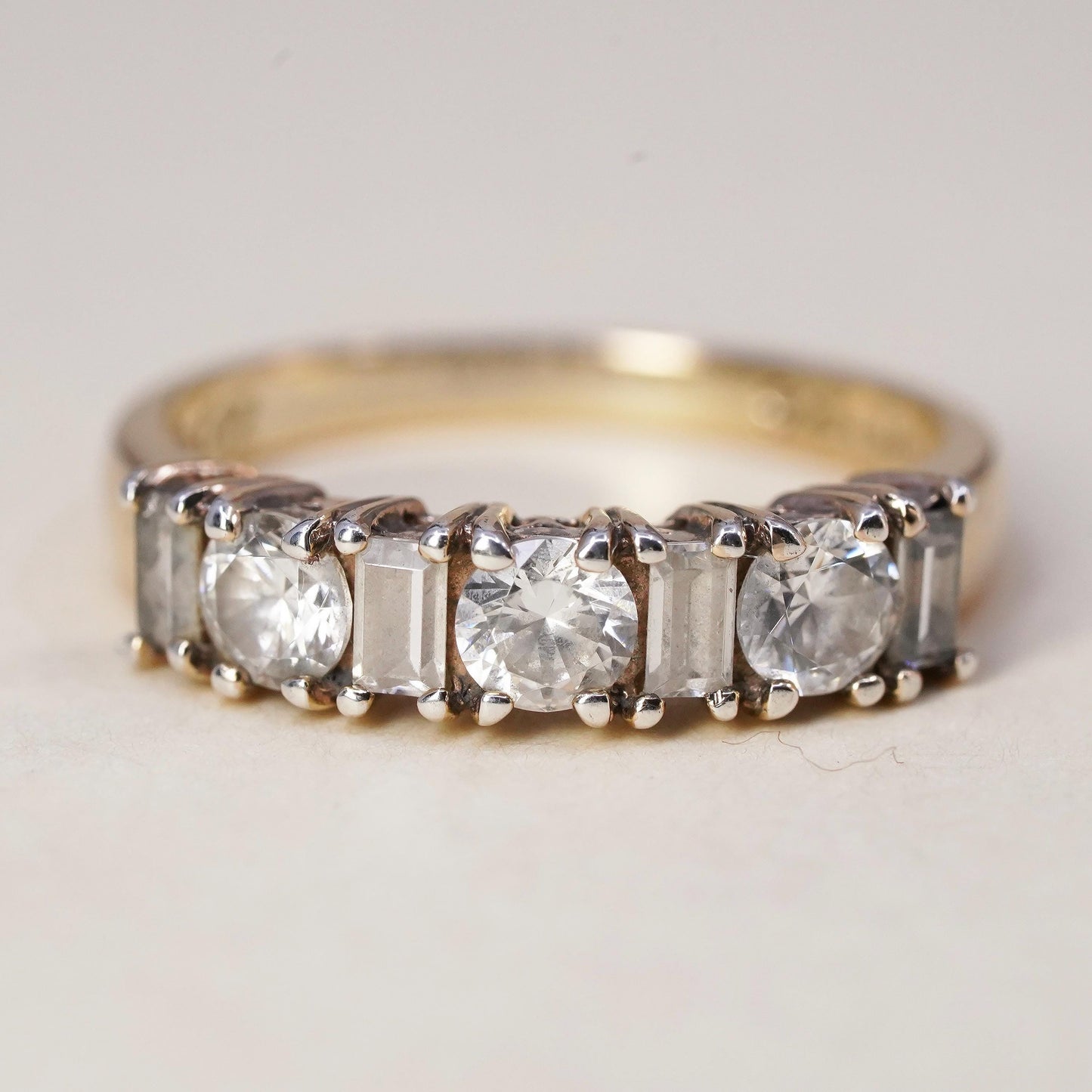 Size 7, vermeil rose gold over Sterling silver ring, 925 band with cluster Cz