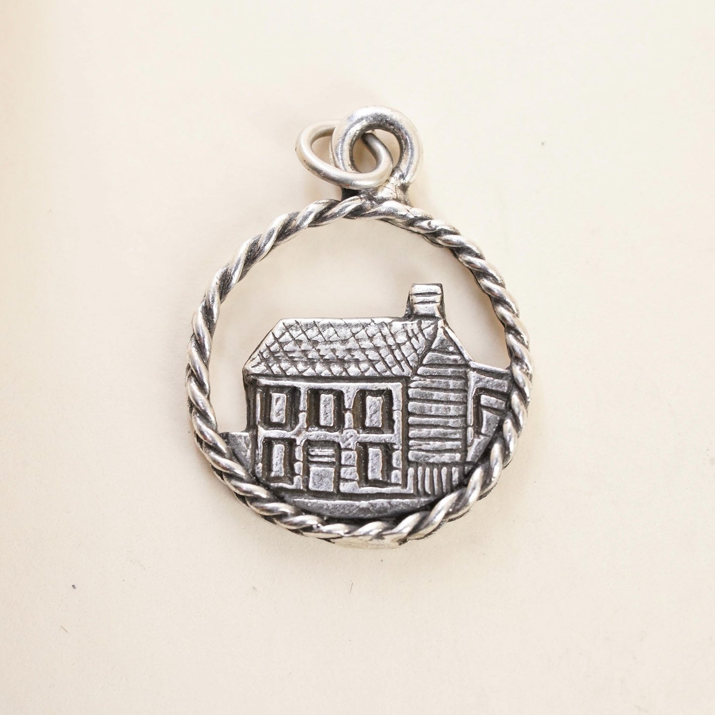 Sterling 925 Silver Hannibal Missouri House Charm Pendant, Mark Twain Souvenir