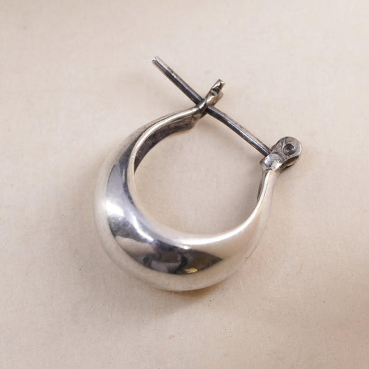 0.5”, Vintage sterling silver single earring, 925 huggie hoop
