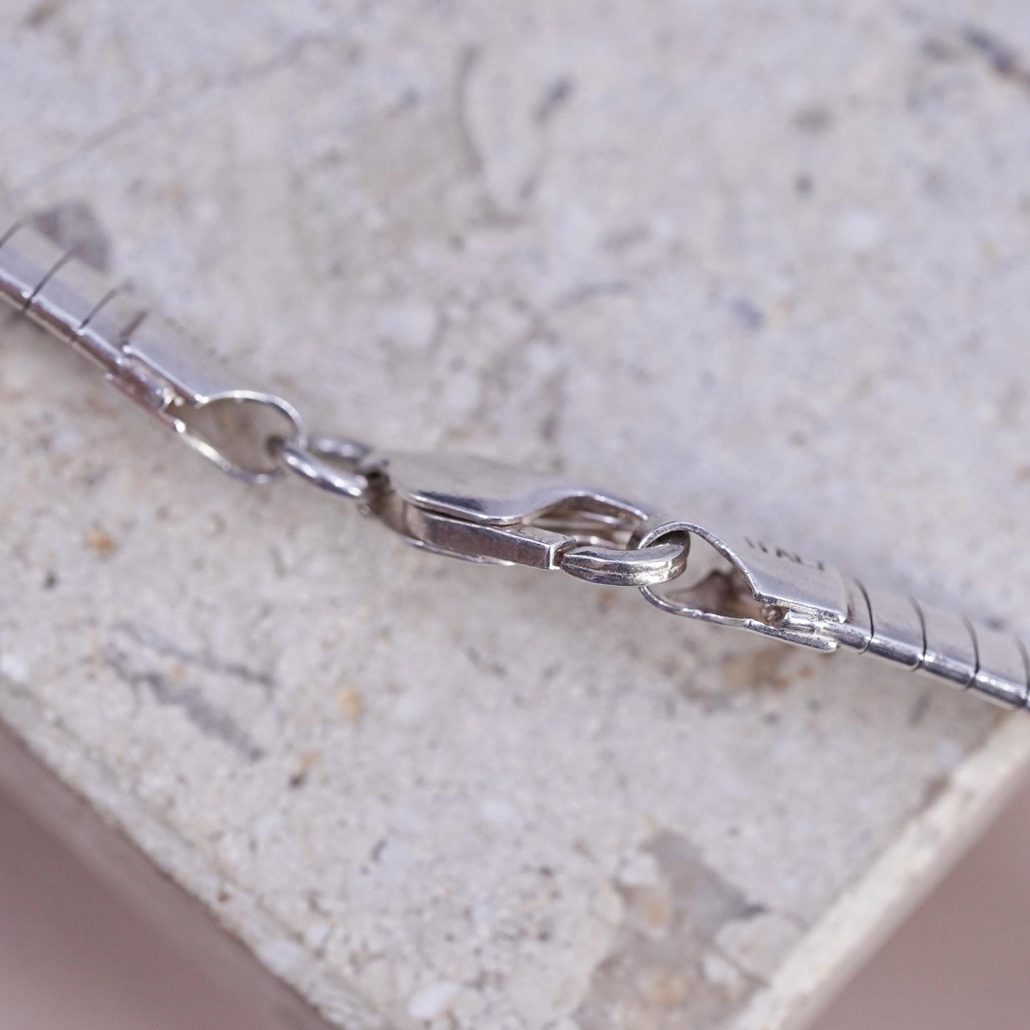 17" Italian Sterling silver handmade necklace, solid 925 silver omega chain