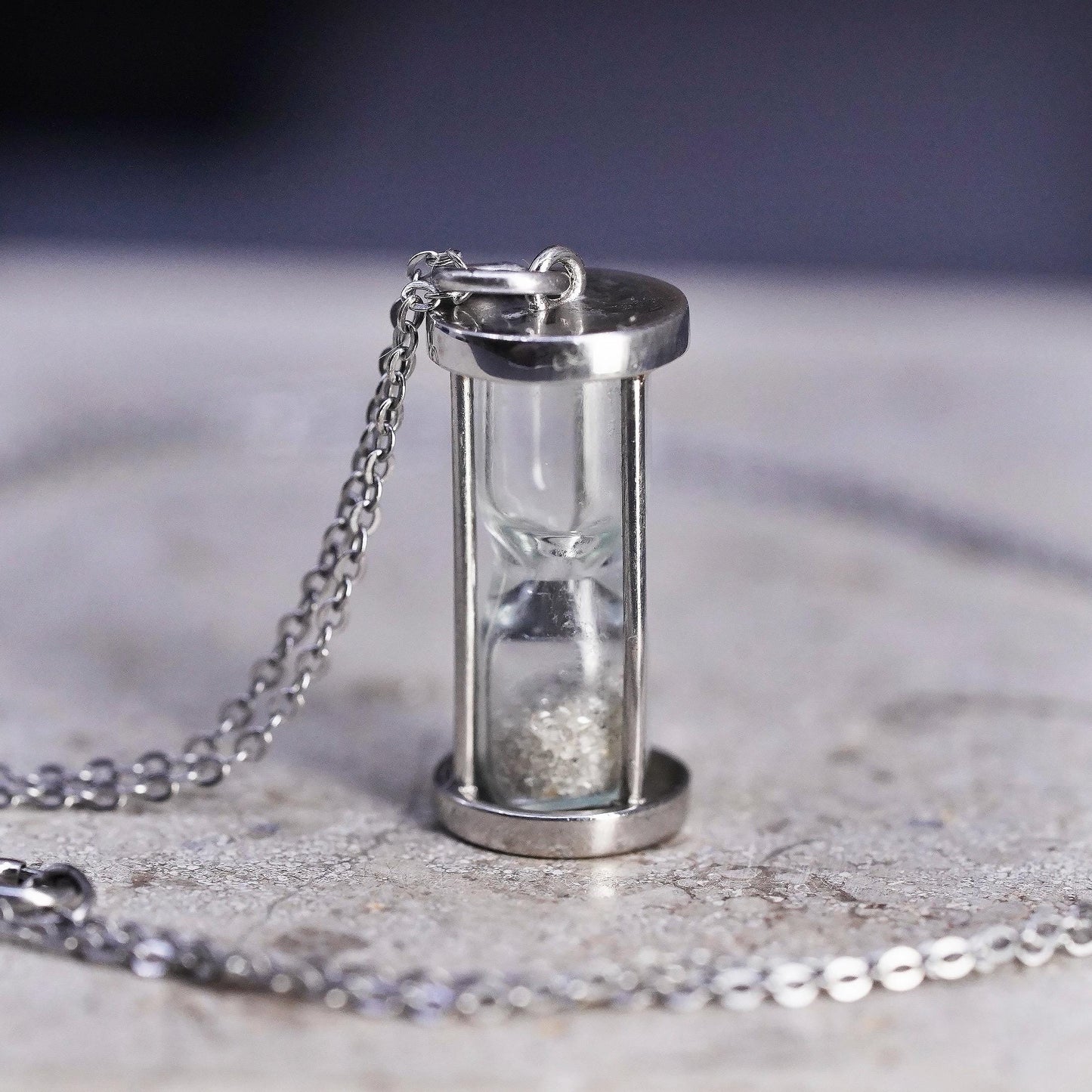 18" Sterling Silver 925 Hourglass Pendant Necklace, Sand Timer Charm, Timepiece
