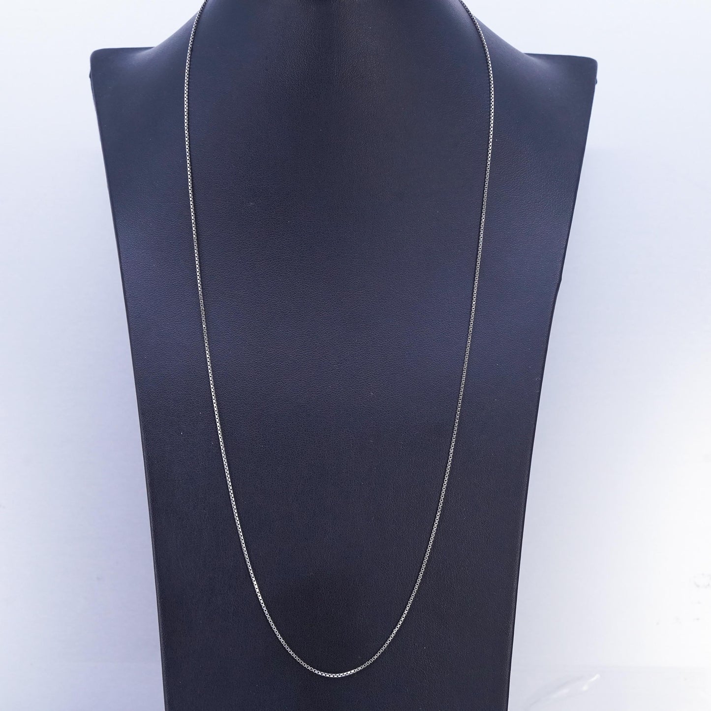 24", Vintage Italian sterling silver box chain, made in Italy silver necklace