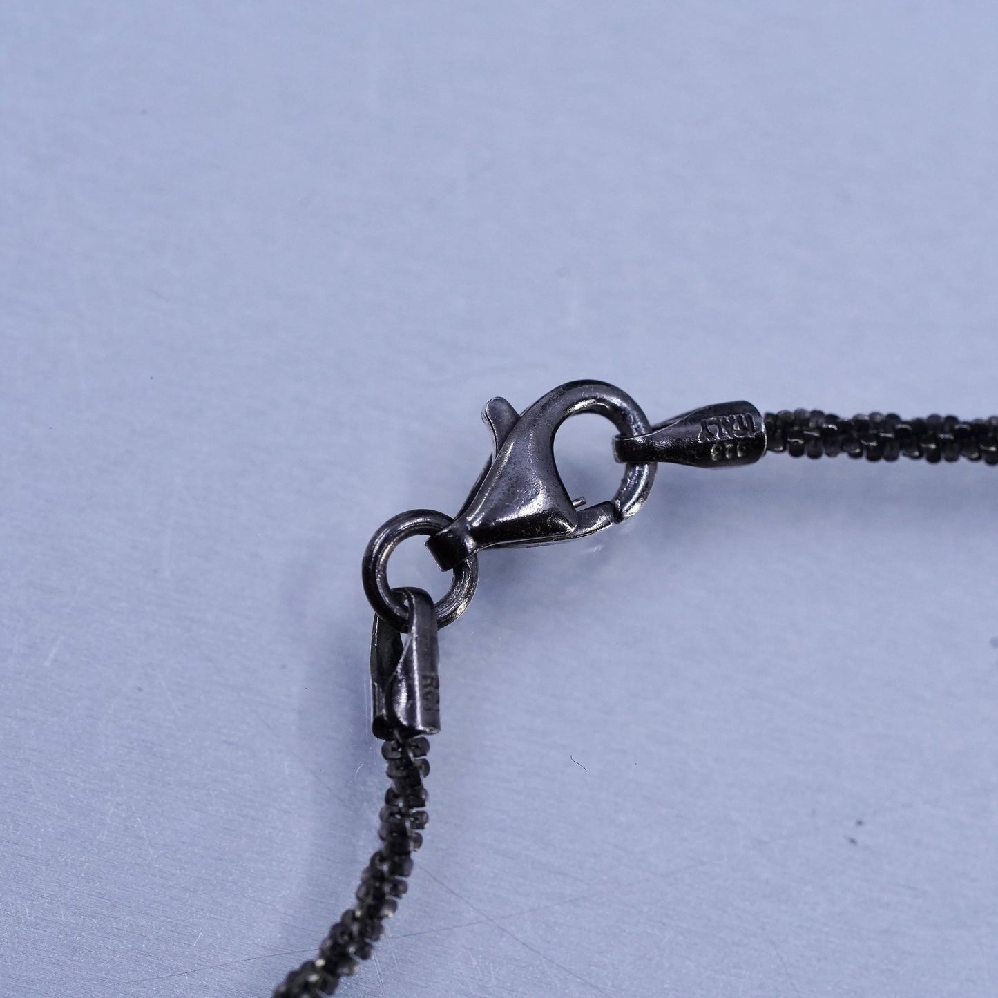 20", vintage Italian oxidized Sterling 925 silver twisted curb chain necklace