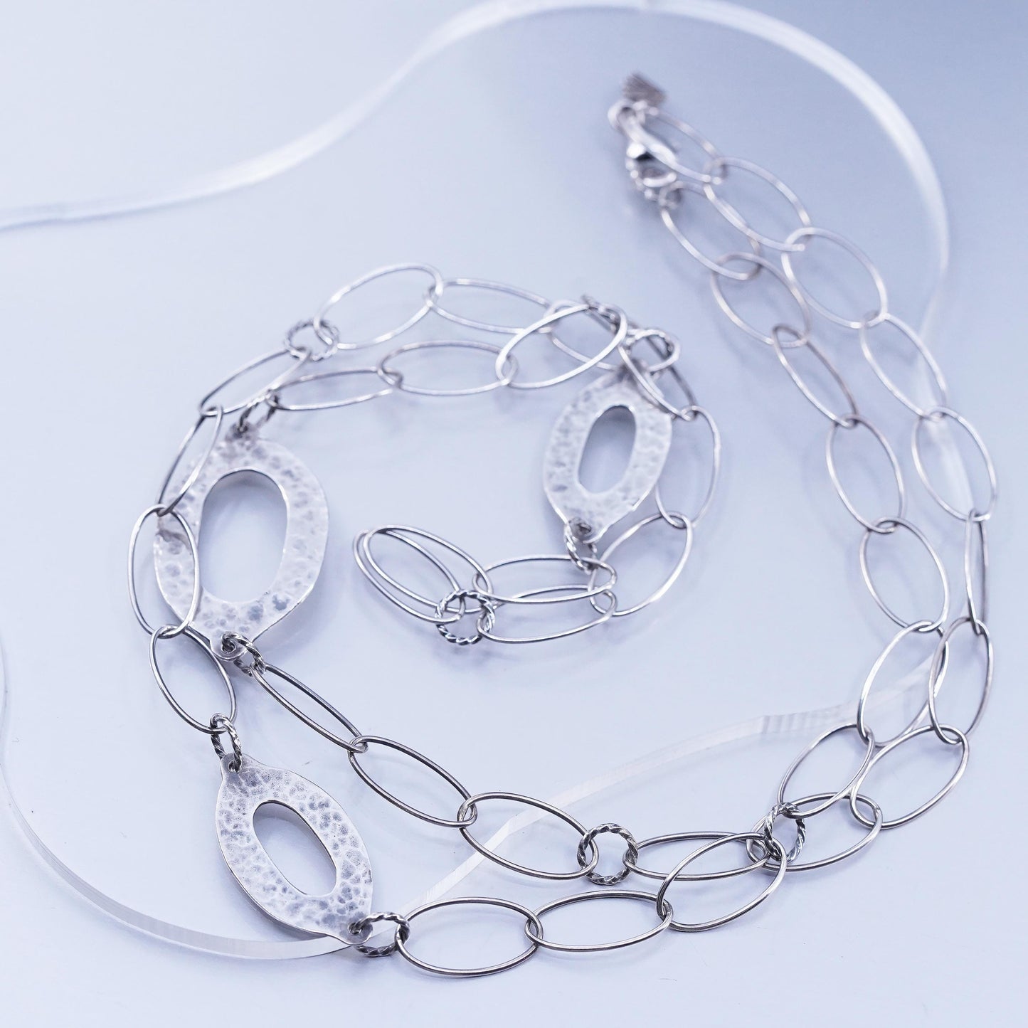 35”, Silpada N1506 925 Sterling Silver Oxidized Hammered extra long Necklace