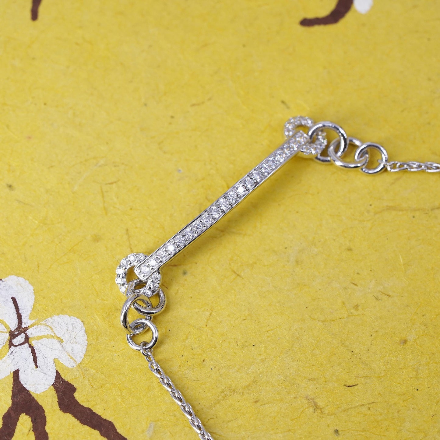 Size adjustable, vintage Sterling silver handmade bracelet, 925 snake chain cz
