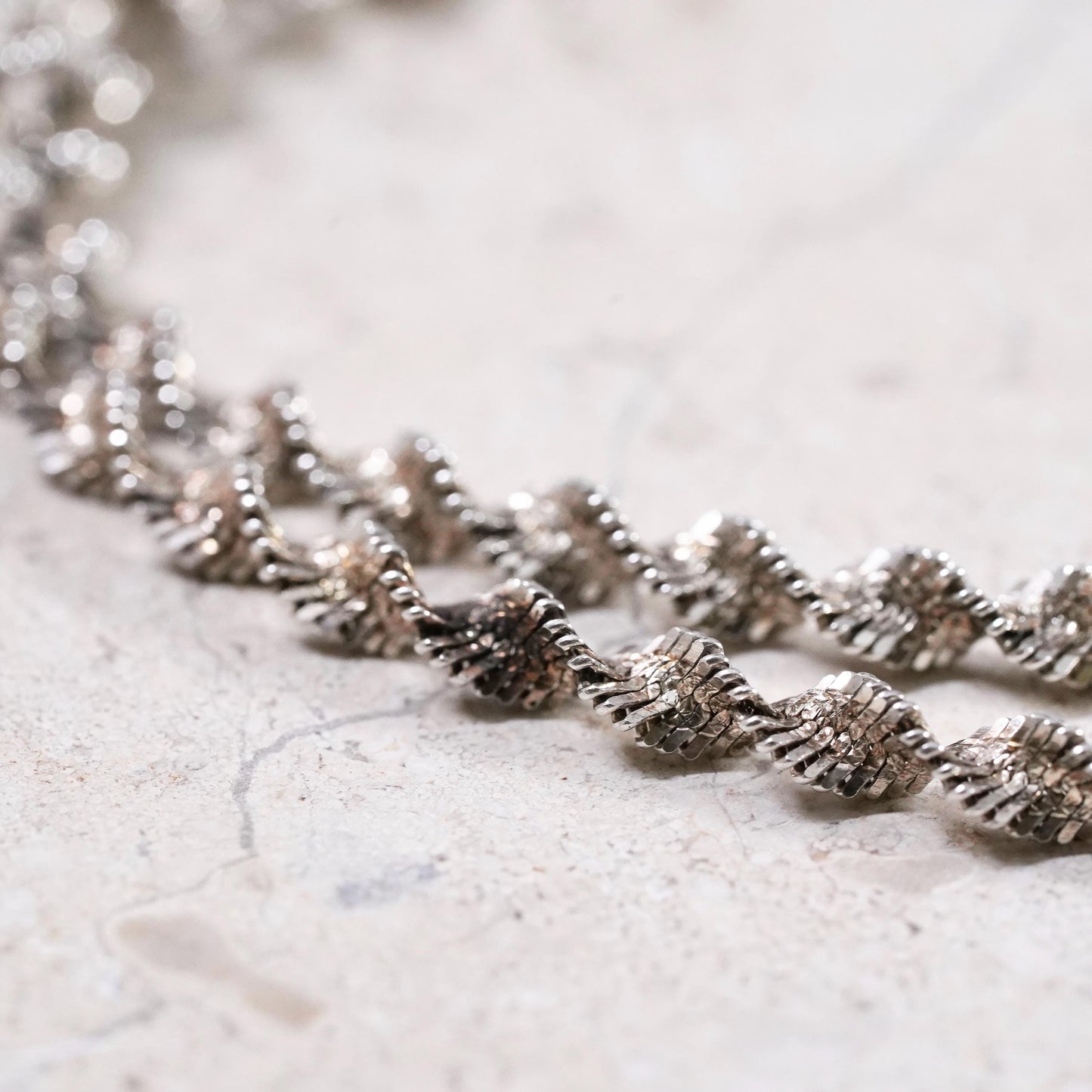 24", vintage Sterling silver handmade chain, 925 twisted herringbone necklace