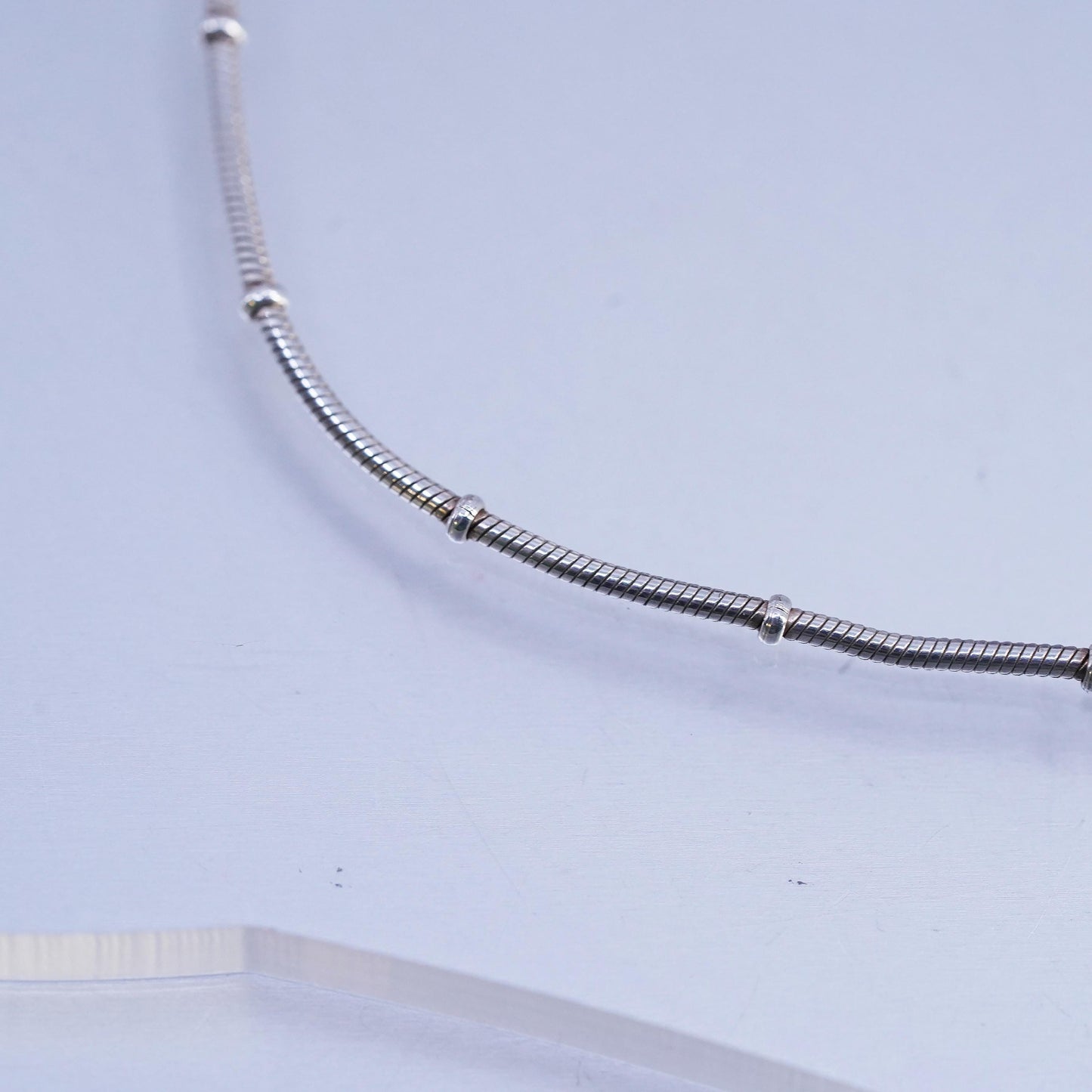 11", vintage Italian Sterling 925 silver circle bracelet anklet with beads