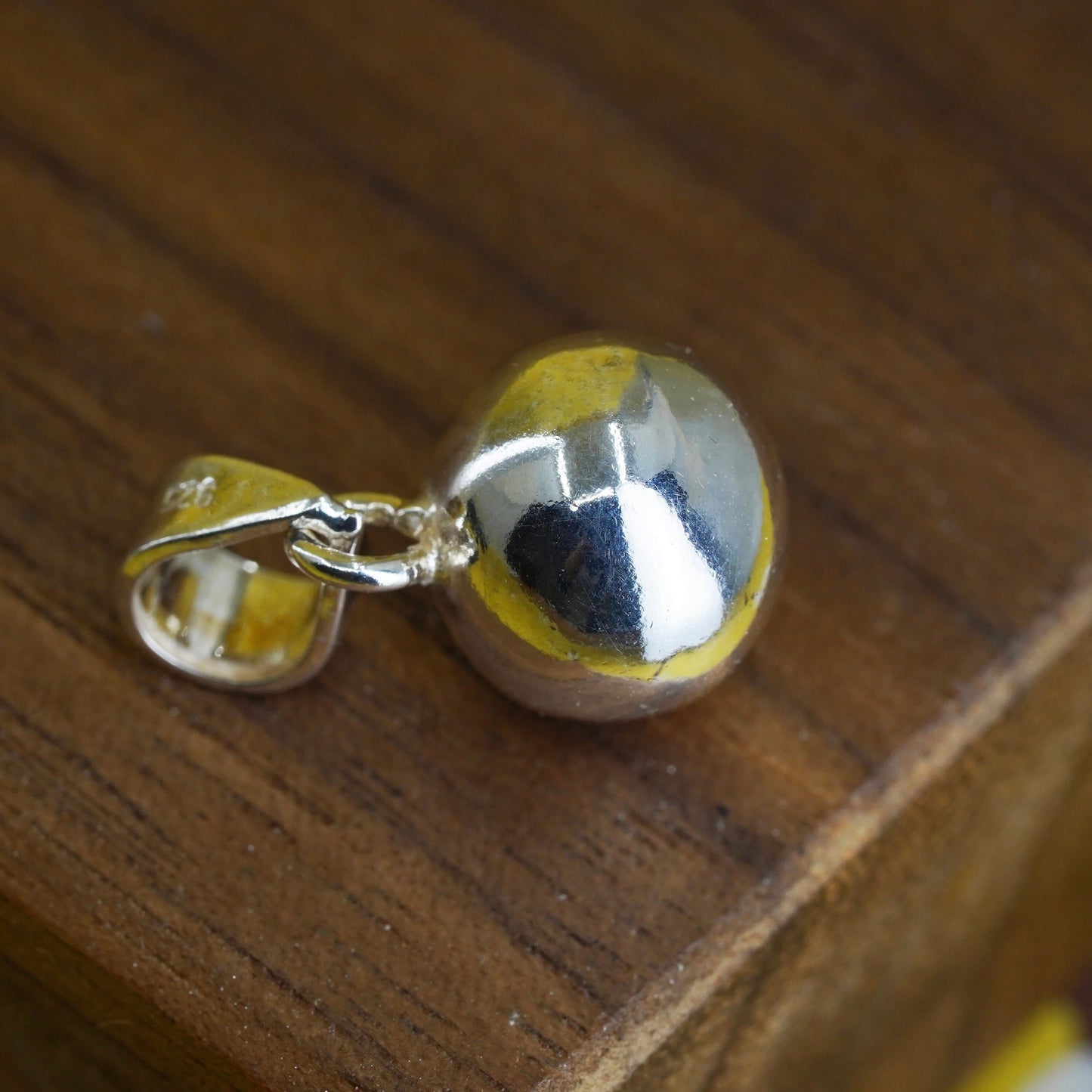 Vintage Sterling silver handmade ball charm, 925 football pendant
