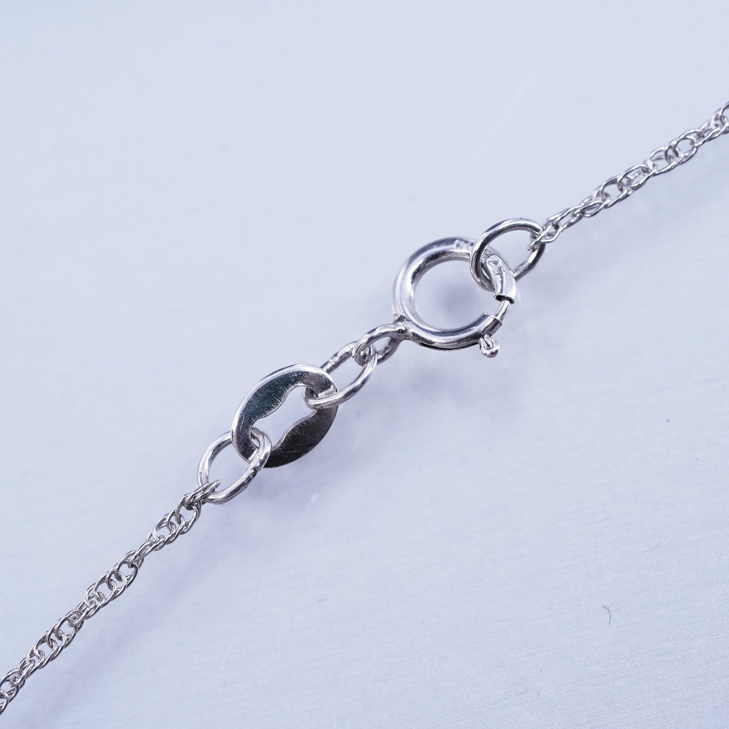 18” 1mm, vintage Italy Sterling 925 silver Singapore rope chain necklace